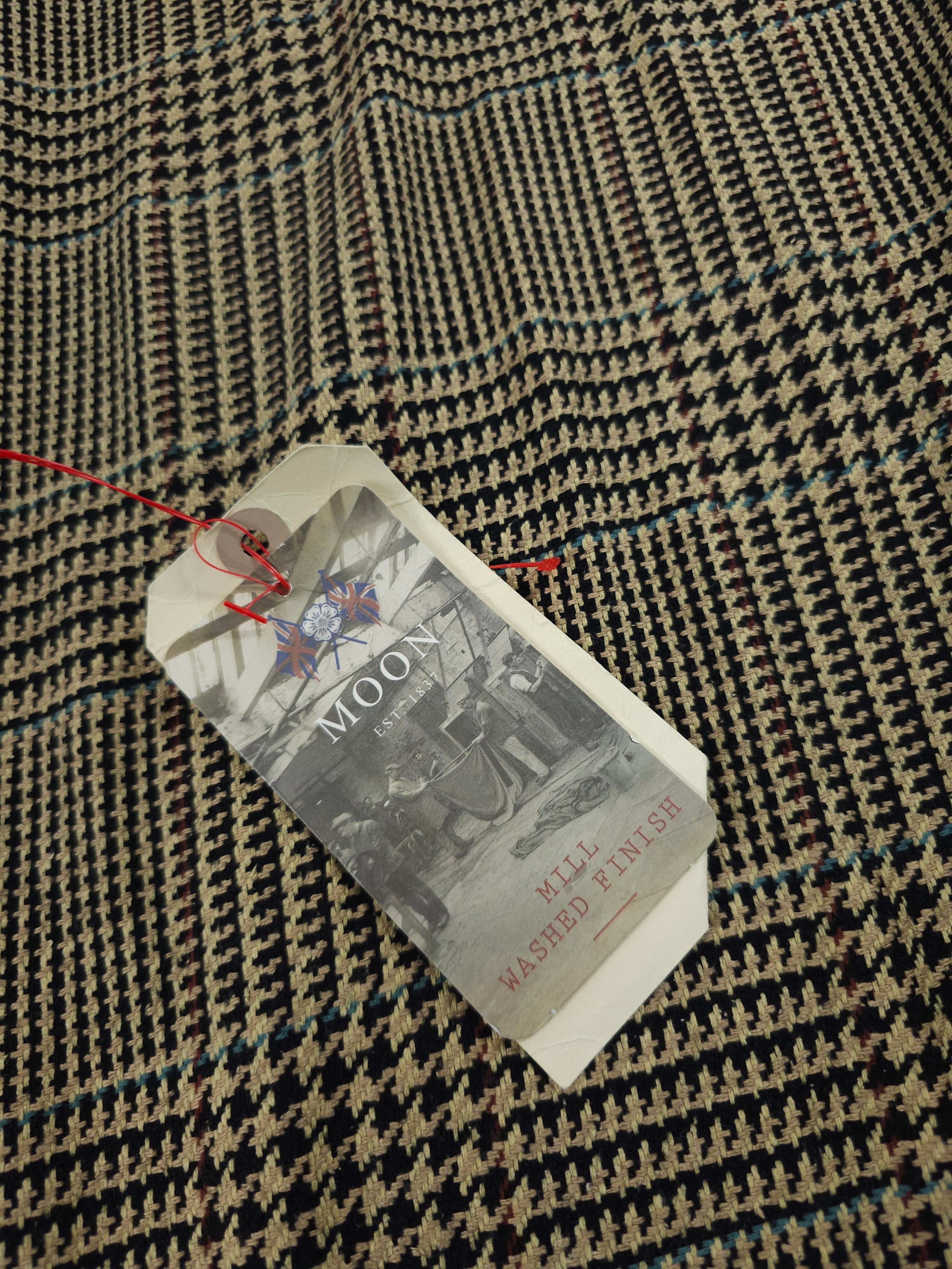 Sand Dogtooth Tartan Check Soft 100% Wool *ABRAHAM MOON*