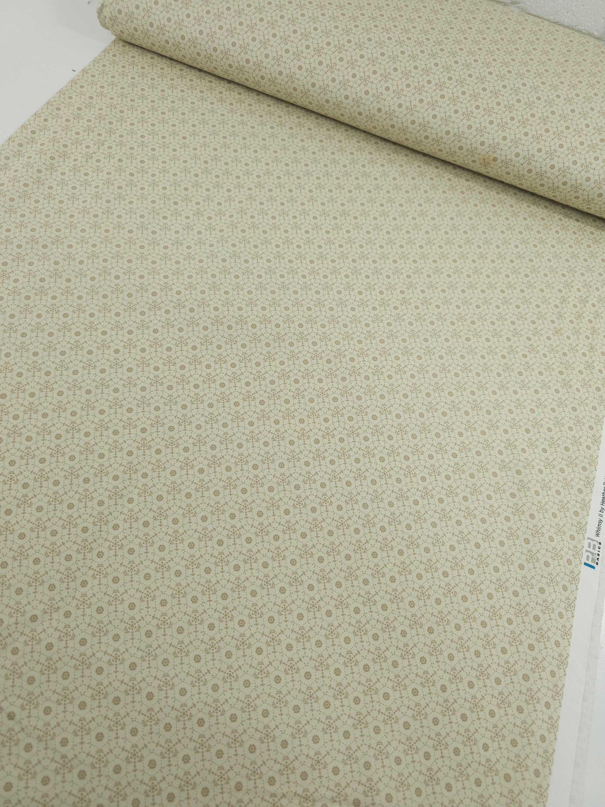 Beige Whimsy Hexagon Spiral Circle 100% Cotton *DEFECT*