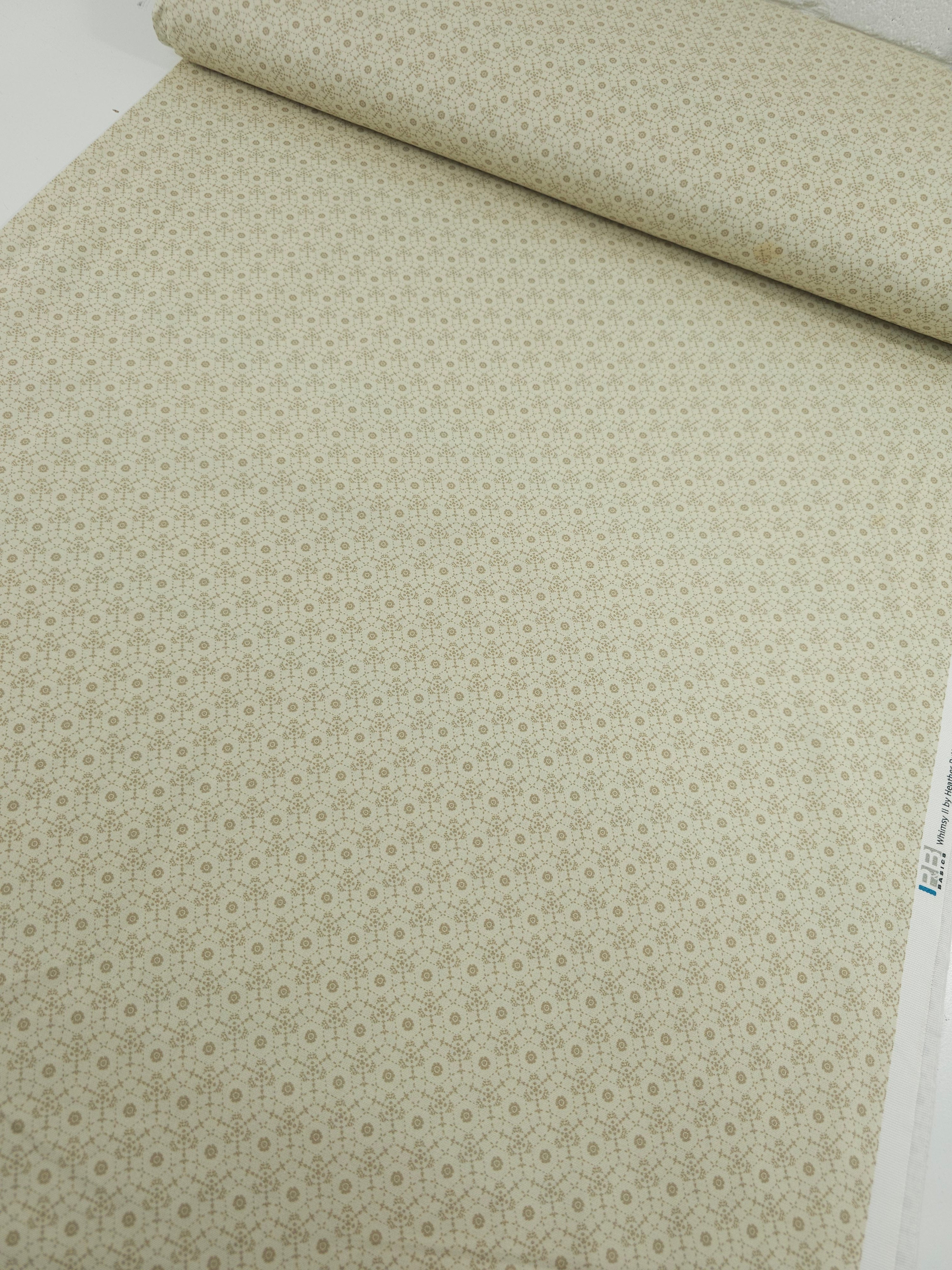 Beige Whimsy Hexagon Spiral Circle 100% Cotton *DEFECT*