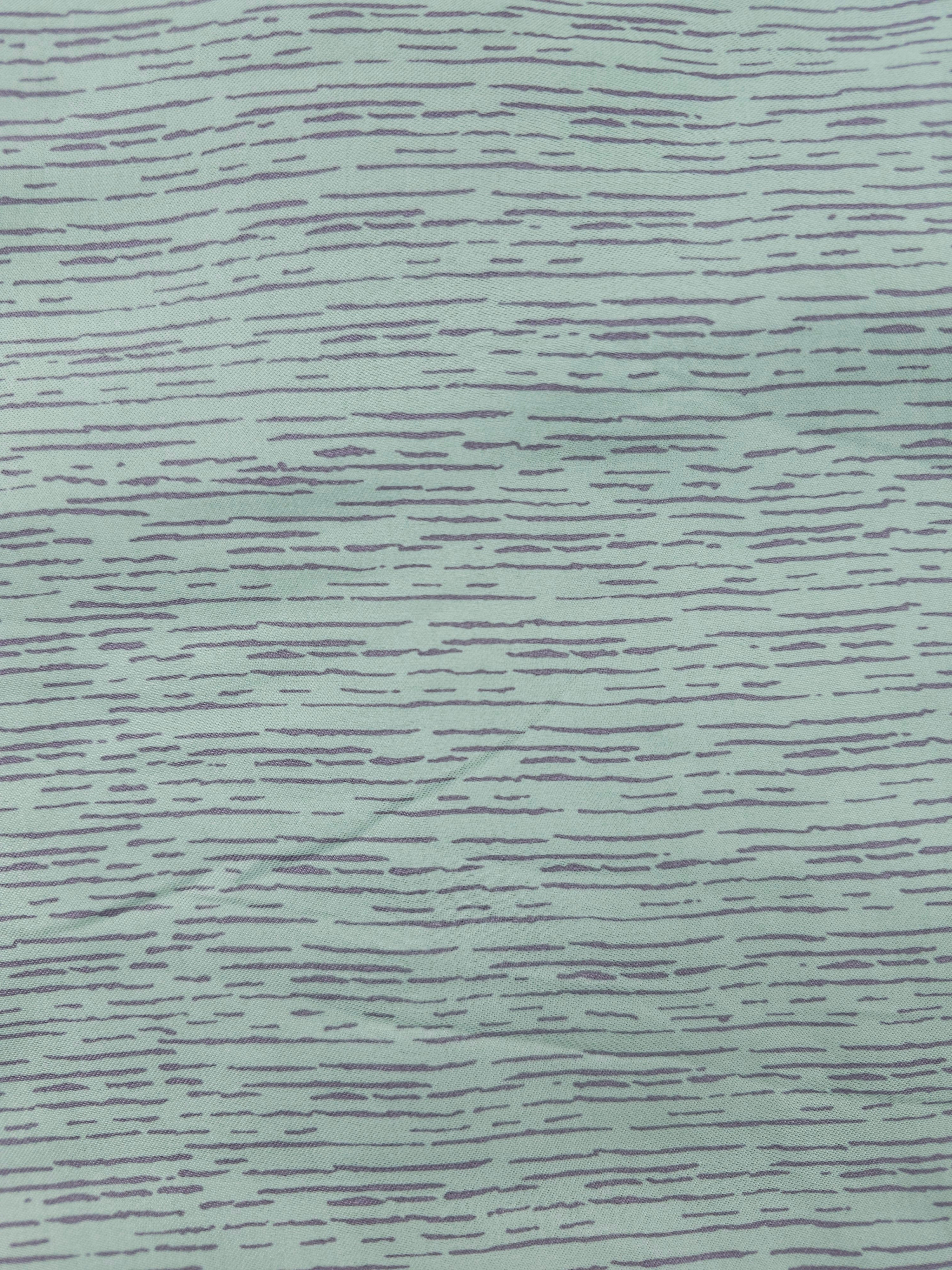 Mint grey lines Viscose sateen- 3m piece