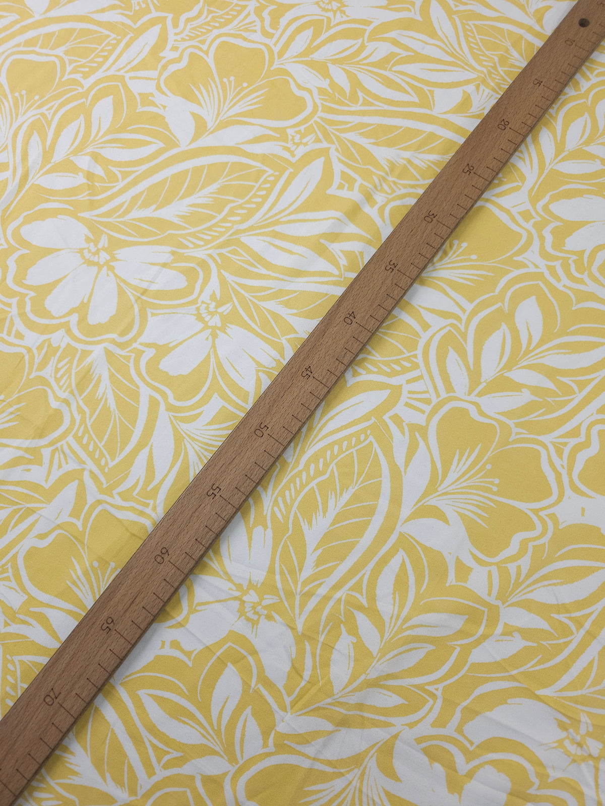 Soft Yellow Floral Leaf Field Viscose Challis