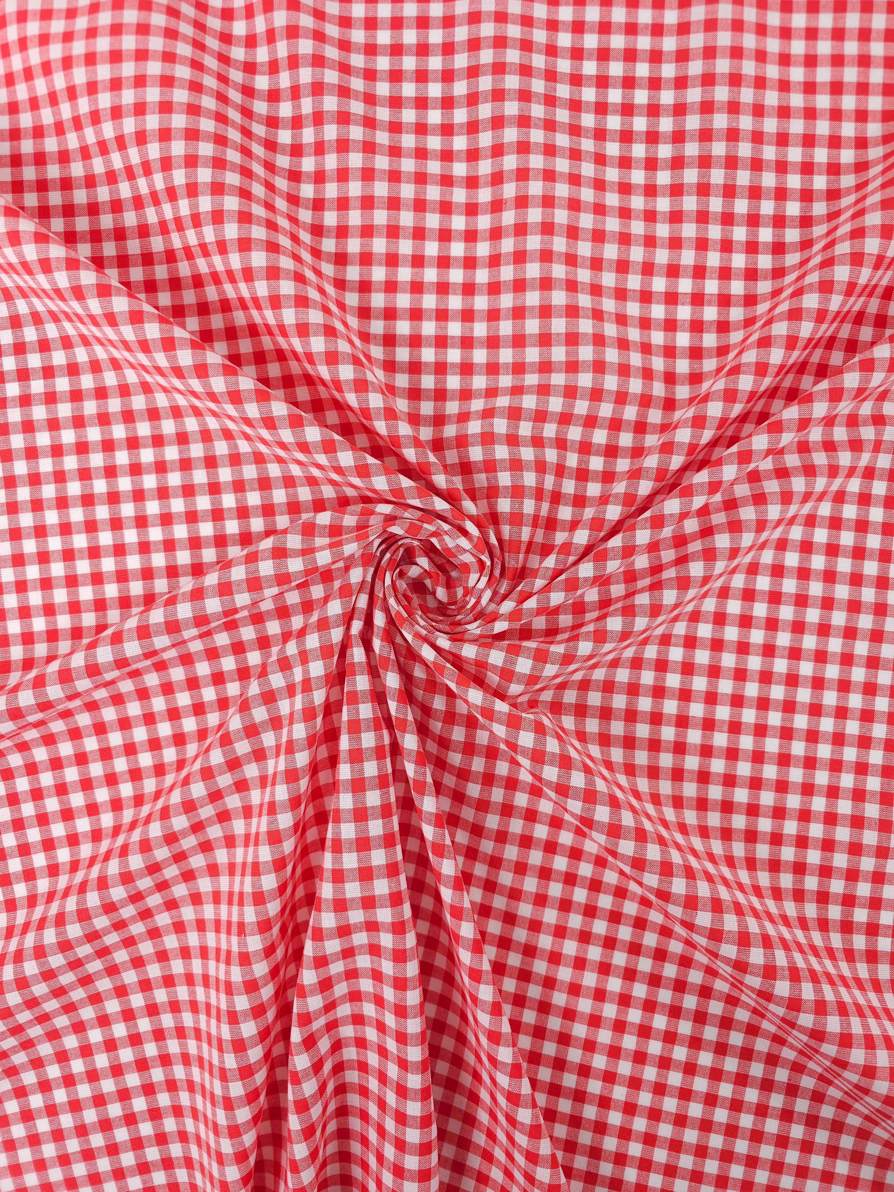 Red/White Gingham Lightweight Cotton