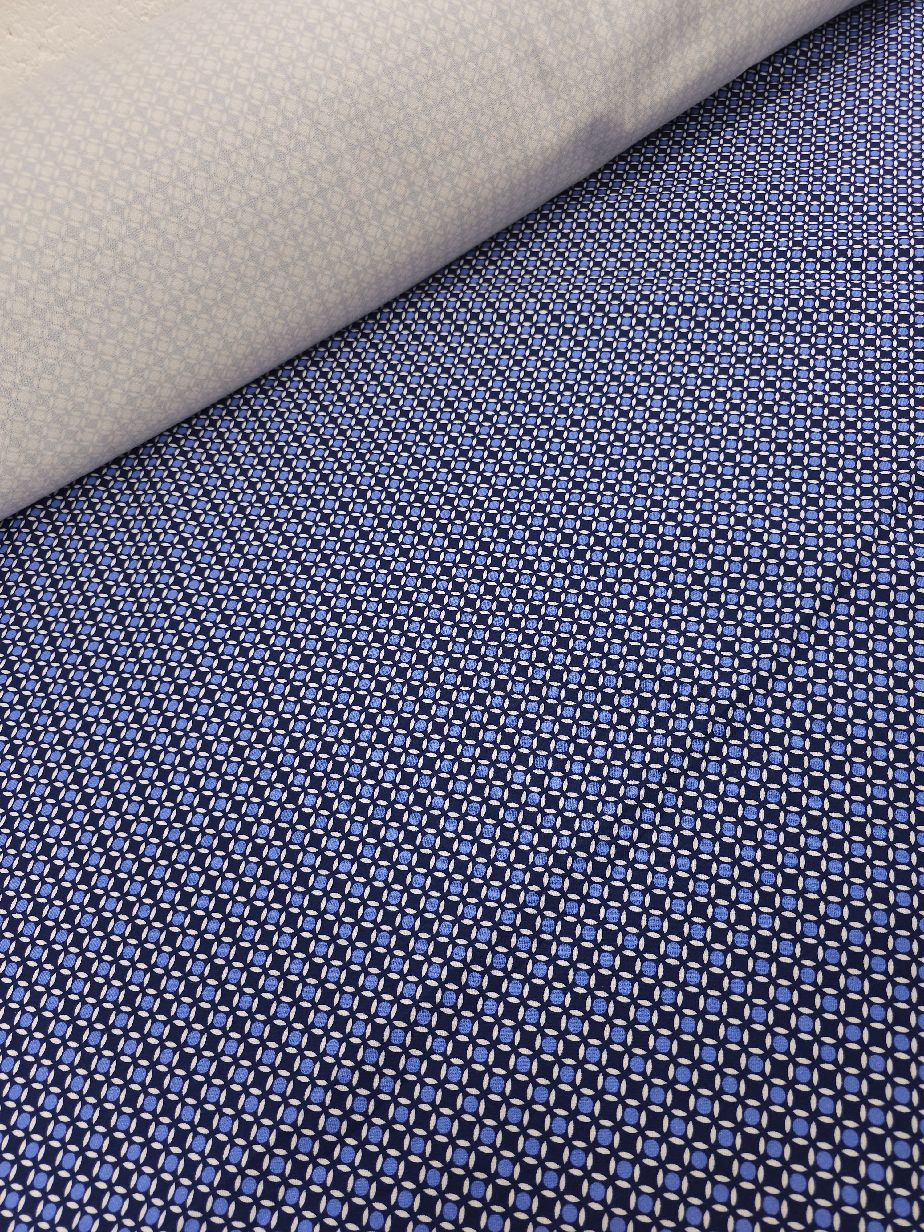 Lavender Blue/Navy Abstract Circle Brushed Cotton Twill