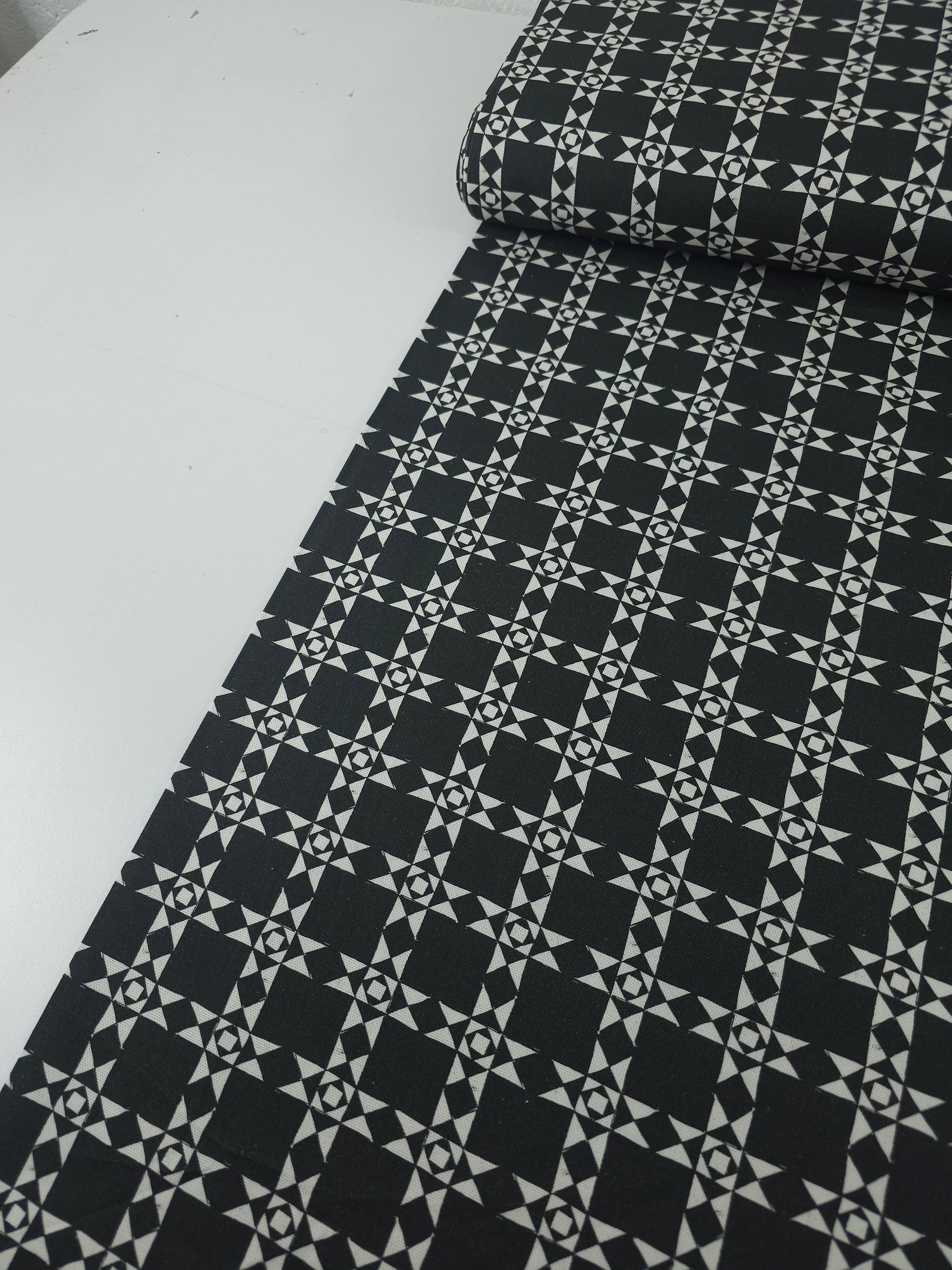 Washed Black Geo Check Canvas Cotton