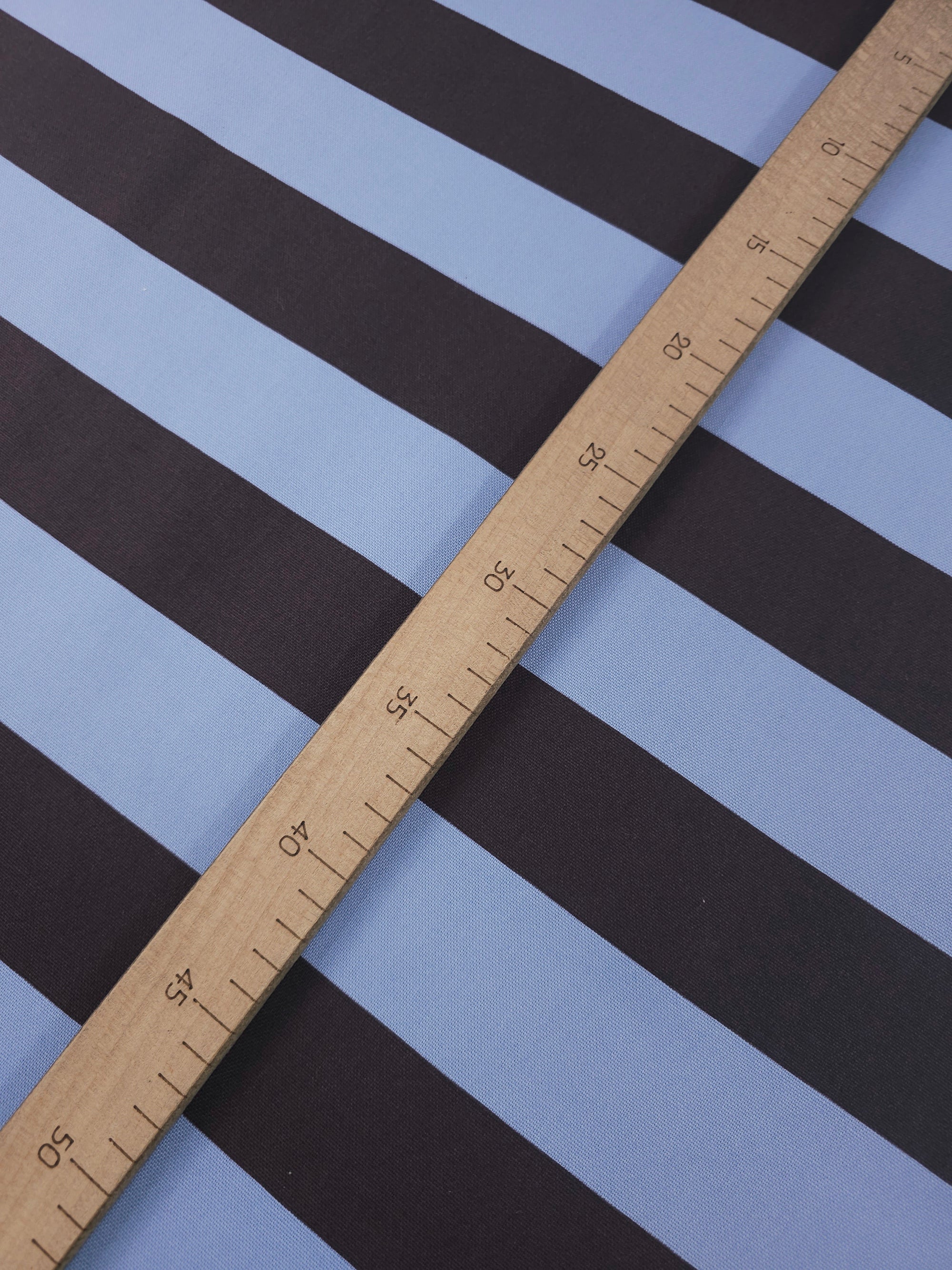 Powder Blue/Grape Brown Block Stripe Lightweight Canvas Cotton