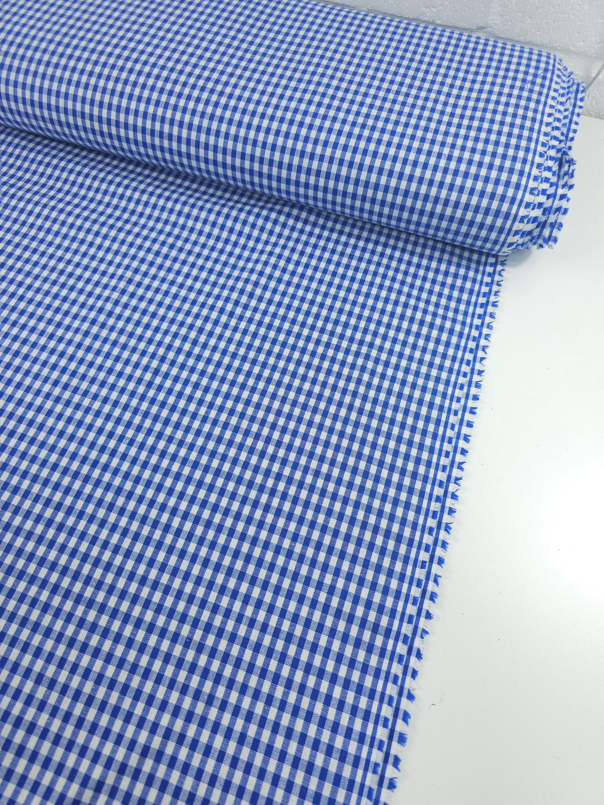 Cobalt Blue Small Gingham 100% Cotton 55"