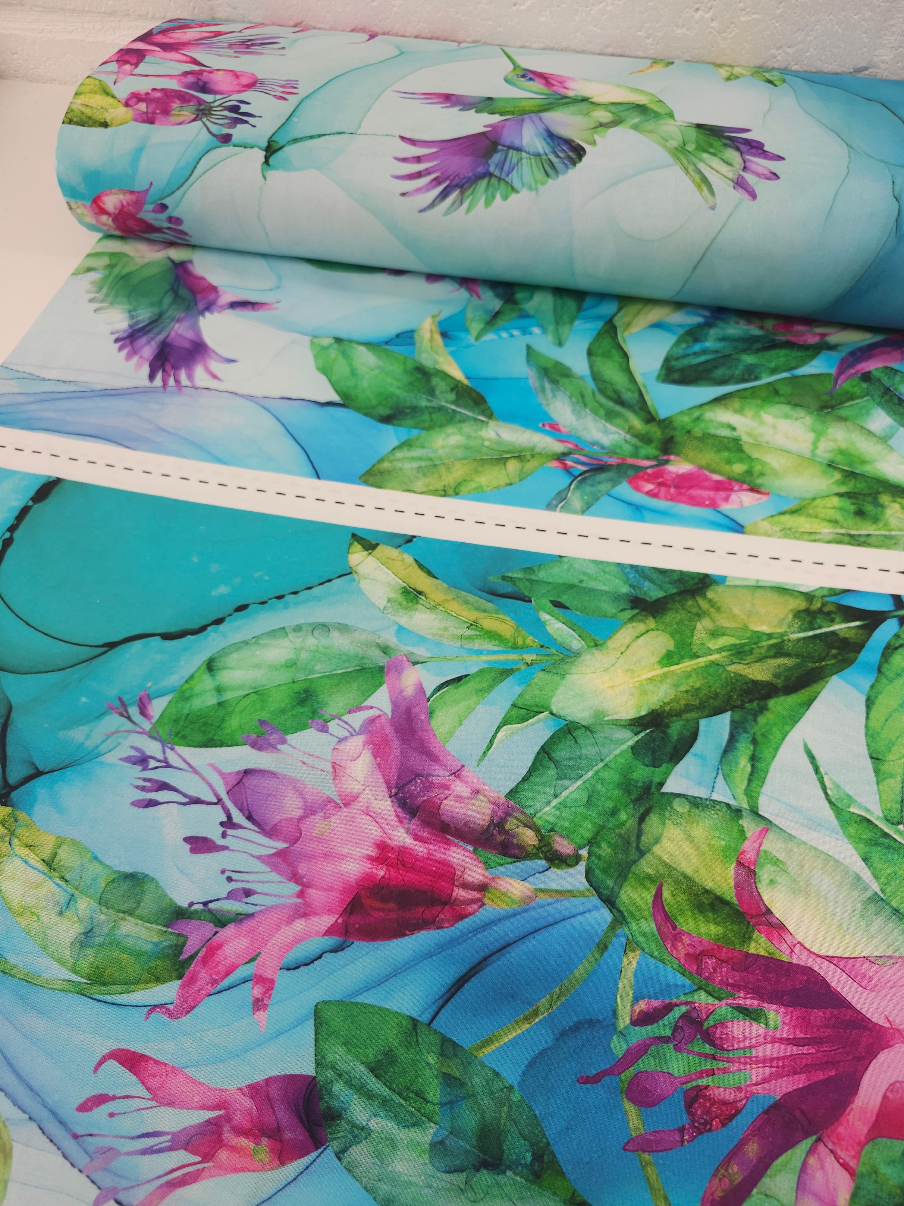 Hummingbird Floral Valley 100% Cotton - 75cm Panel