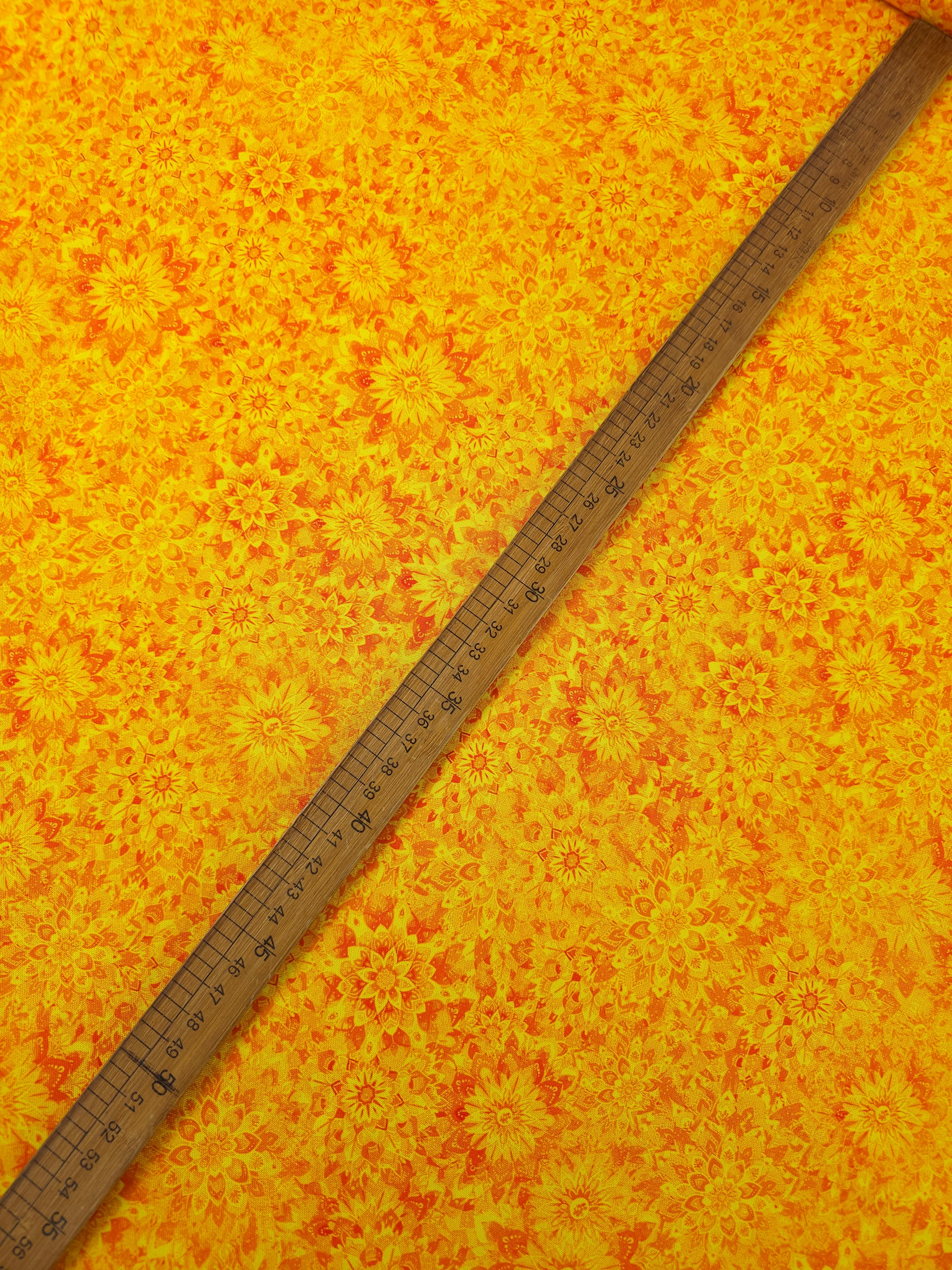 Fire Orange Dancing Dahlias Kaleidoscope 100% Cotton 106" *EXTRA WIDE*