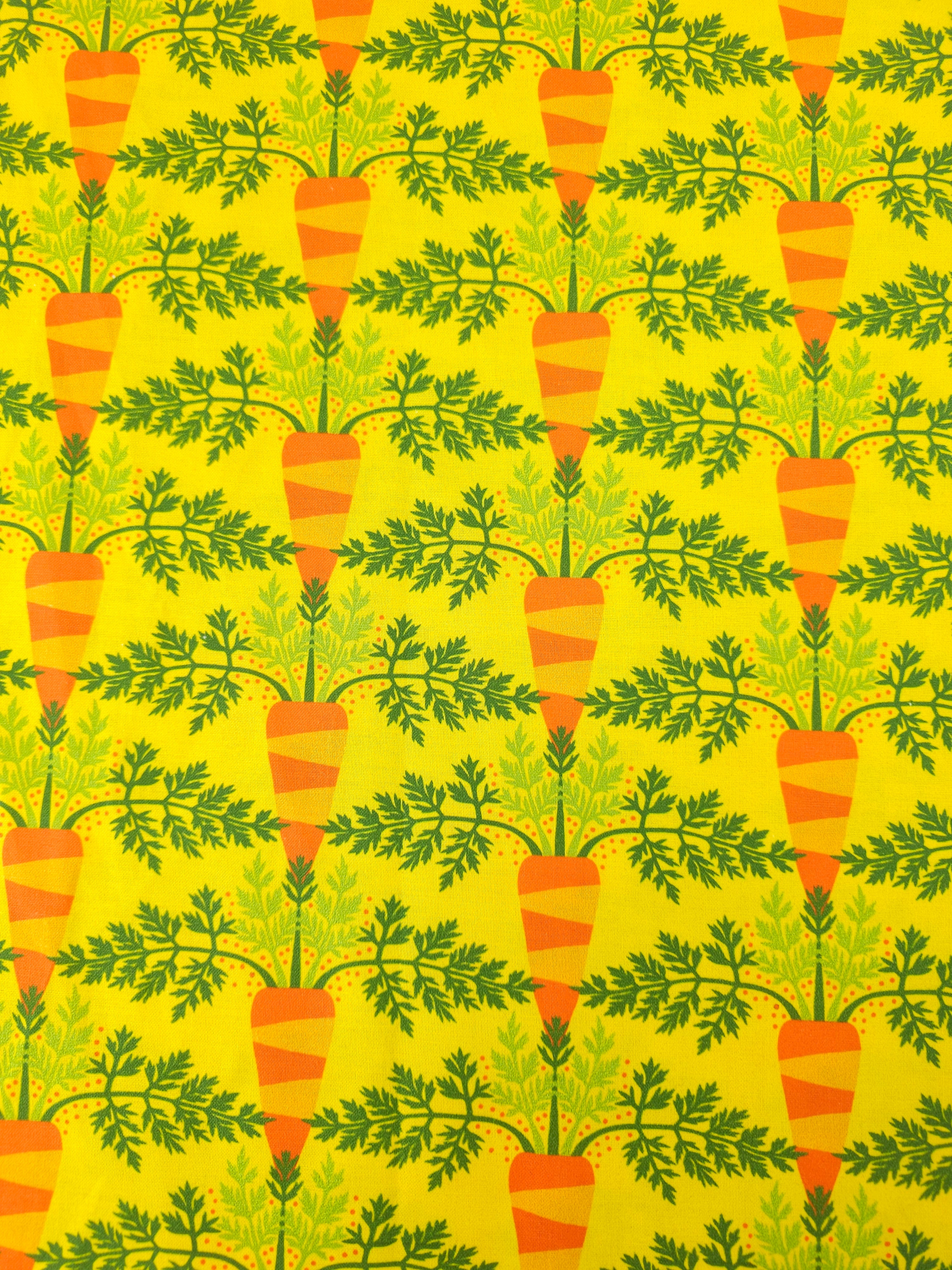 Yellow/Orange Novelty Carrots 100% Cotton - Free Spirit