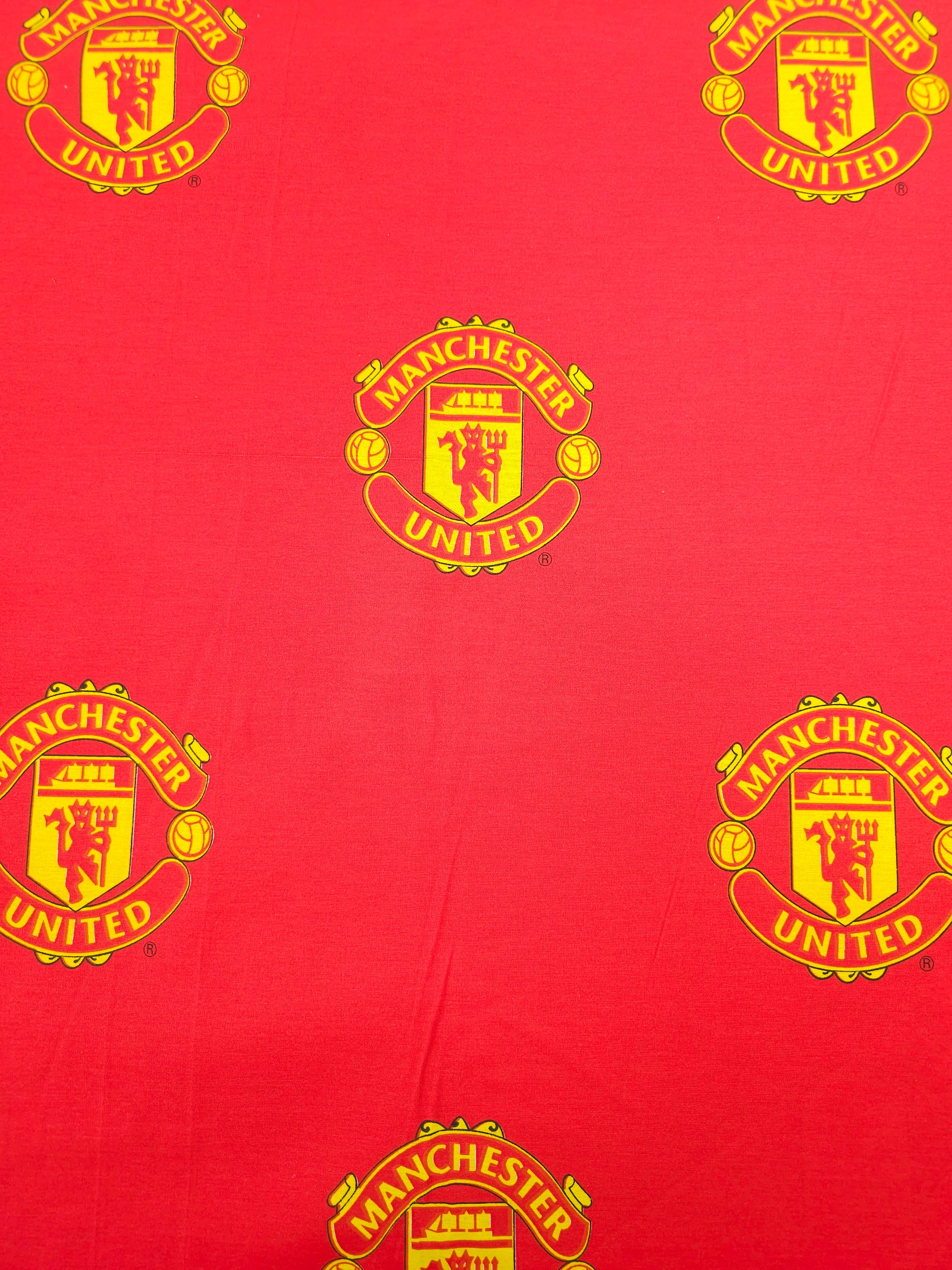 Red Machester United FC Emblem 100% Cotton Football Fabric 98" *EXTRA WIDE*