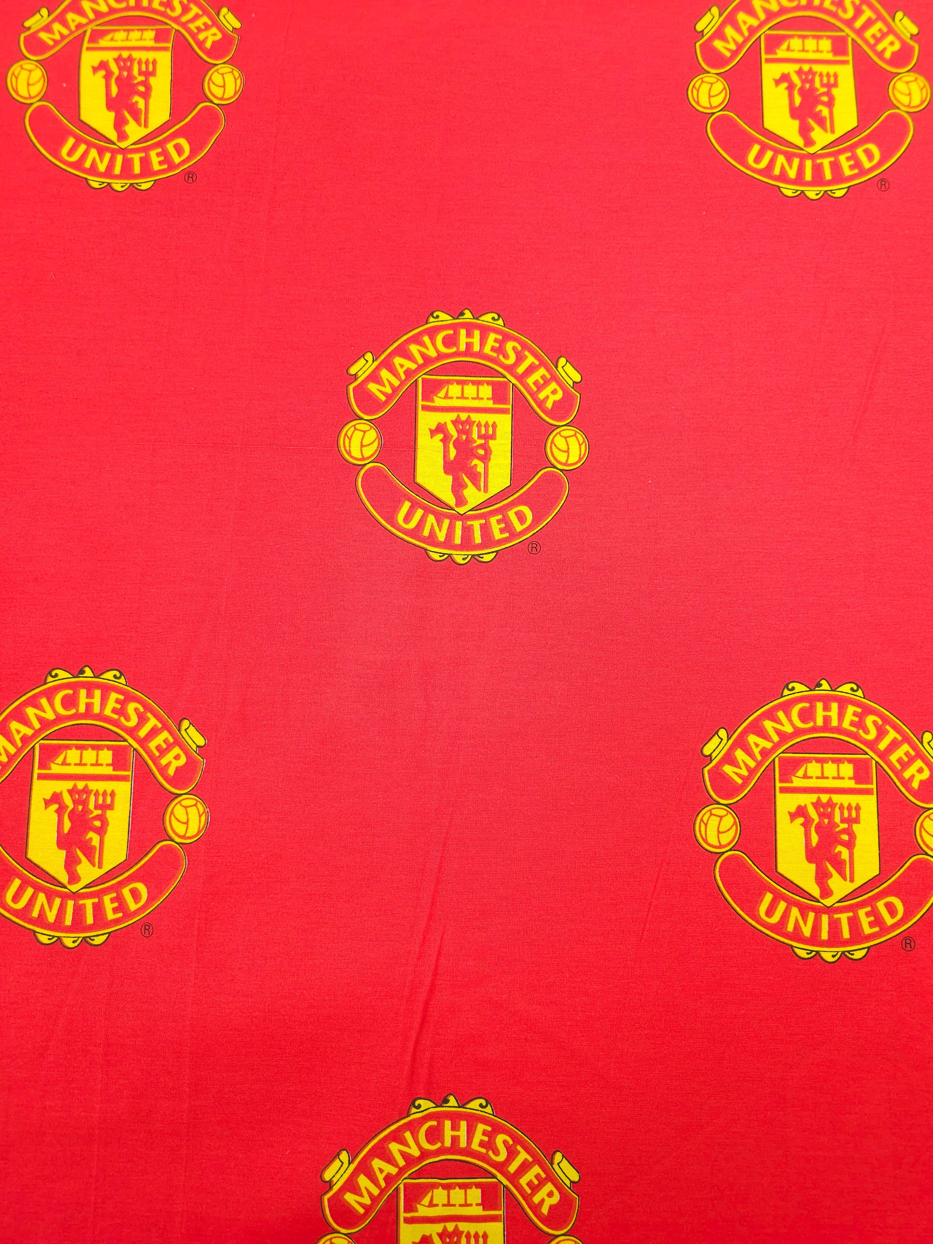 Red Machester United FC Emblem 100% Cotton Football Fabric 98" *EXTRA WIDE*