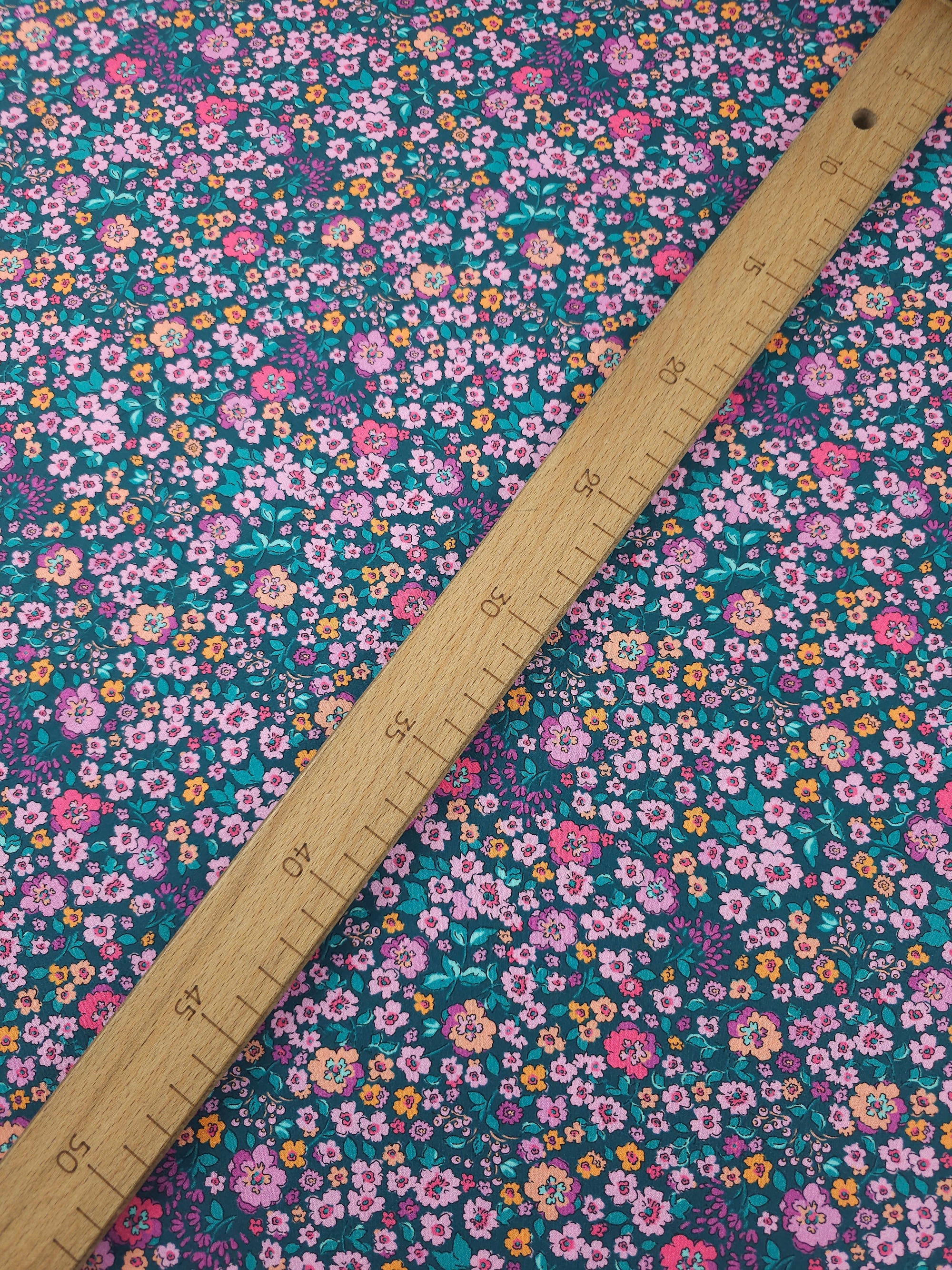 Pink/Teal Floral Fusion 100% Cotton 57"