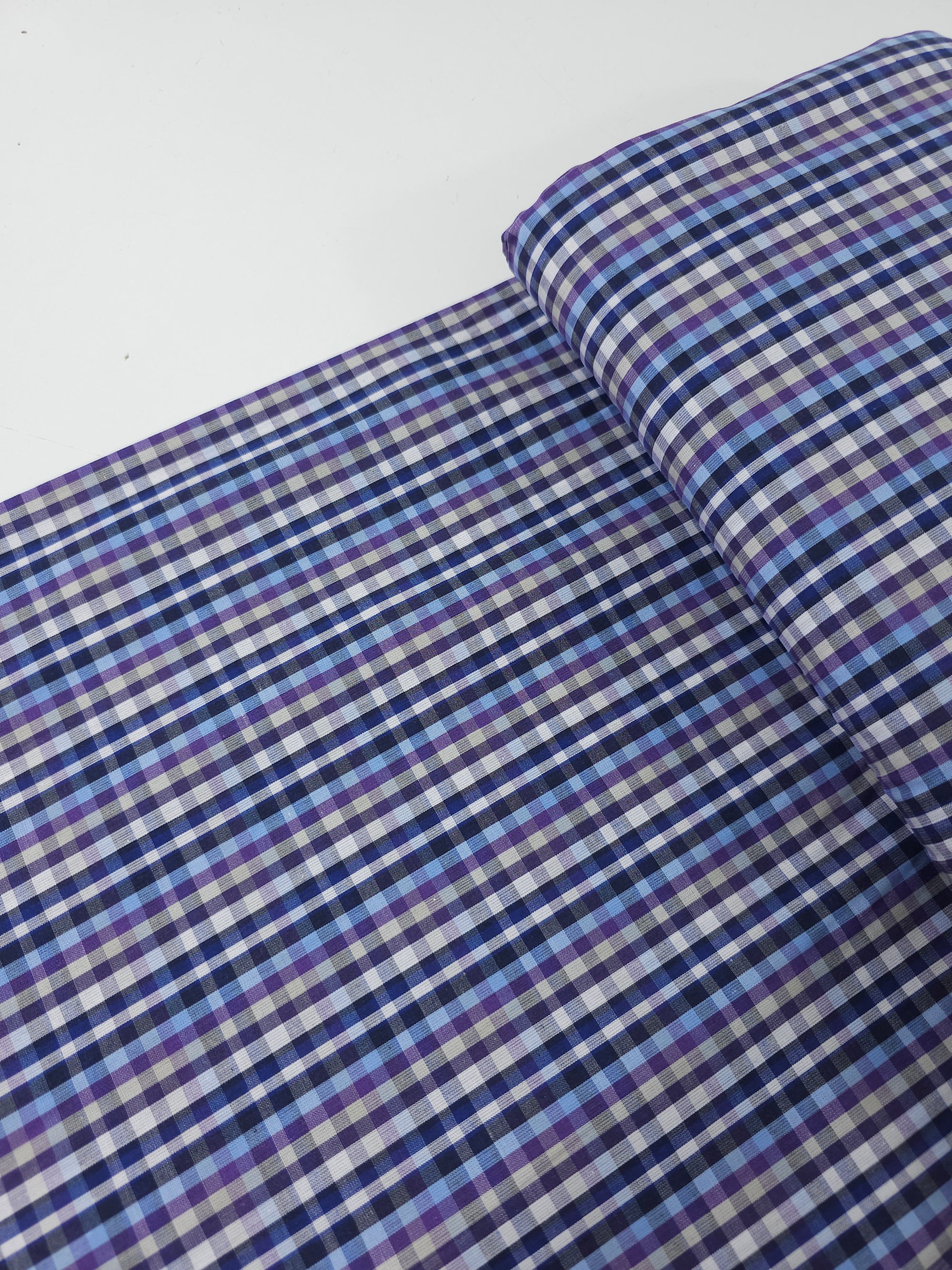Purple/Blue/Black Mini Check 100% Cotton