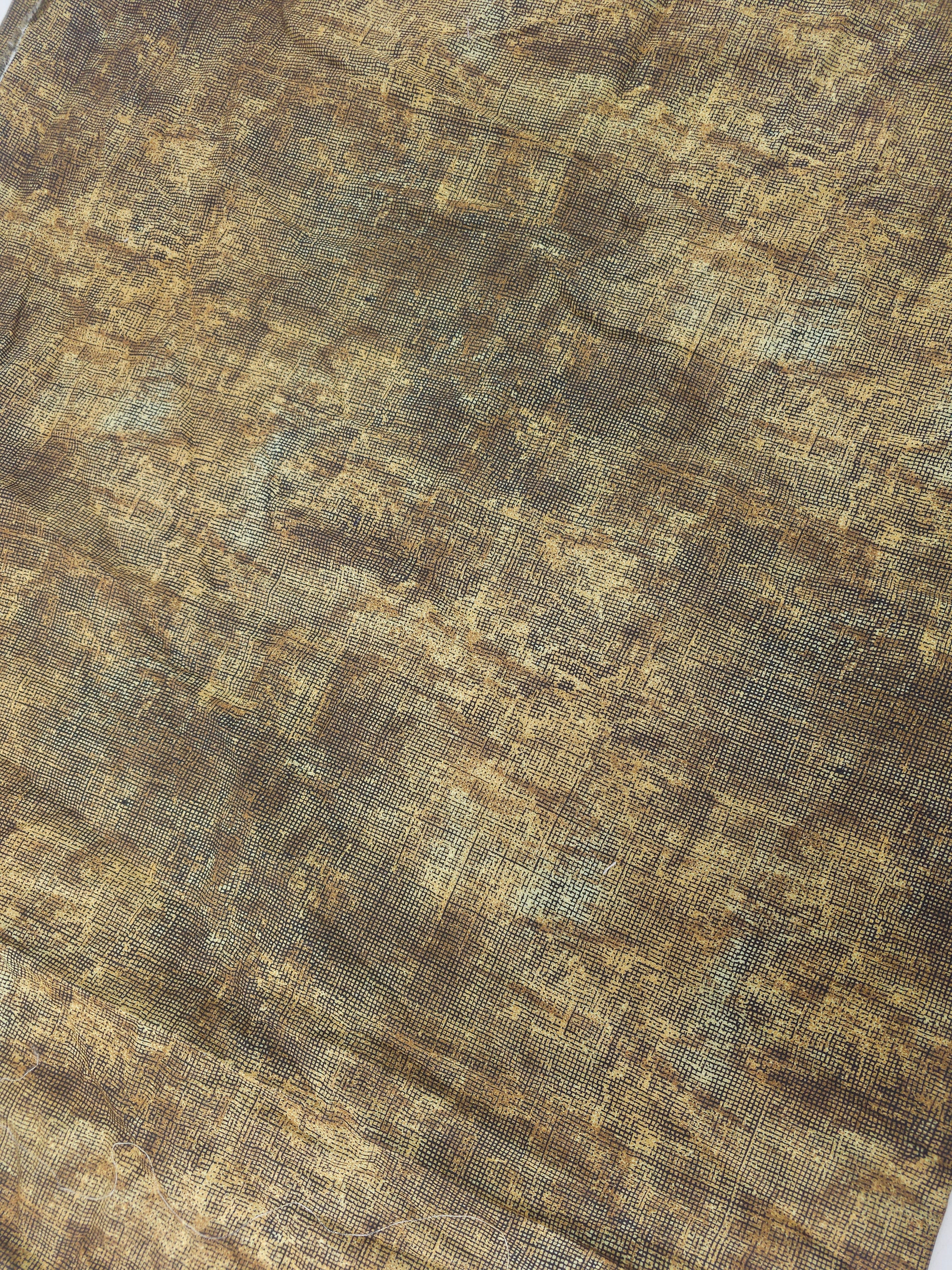 Golden brown grid Cotton- 1m piece