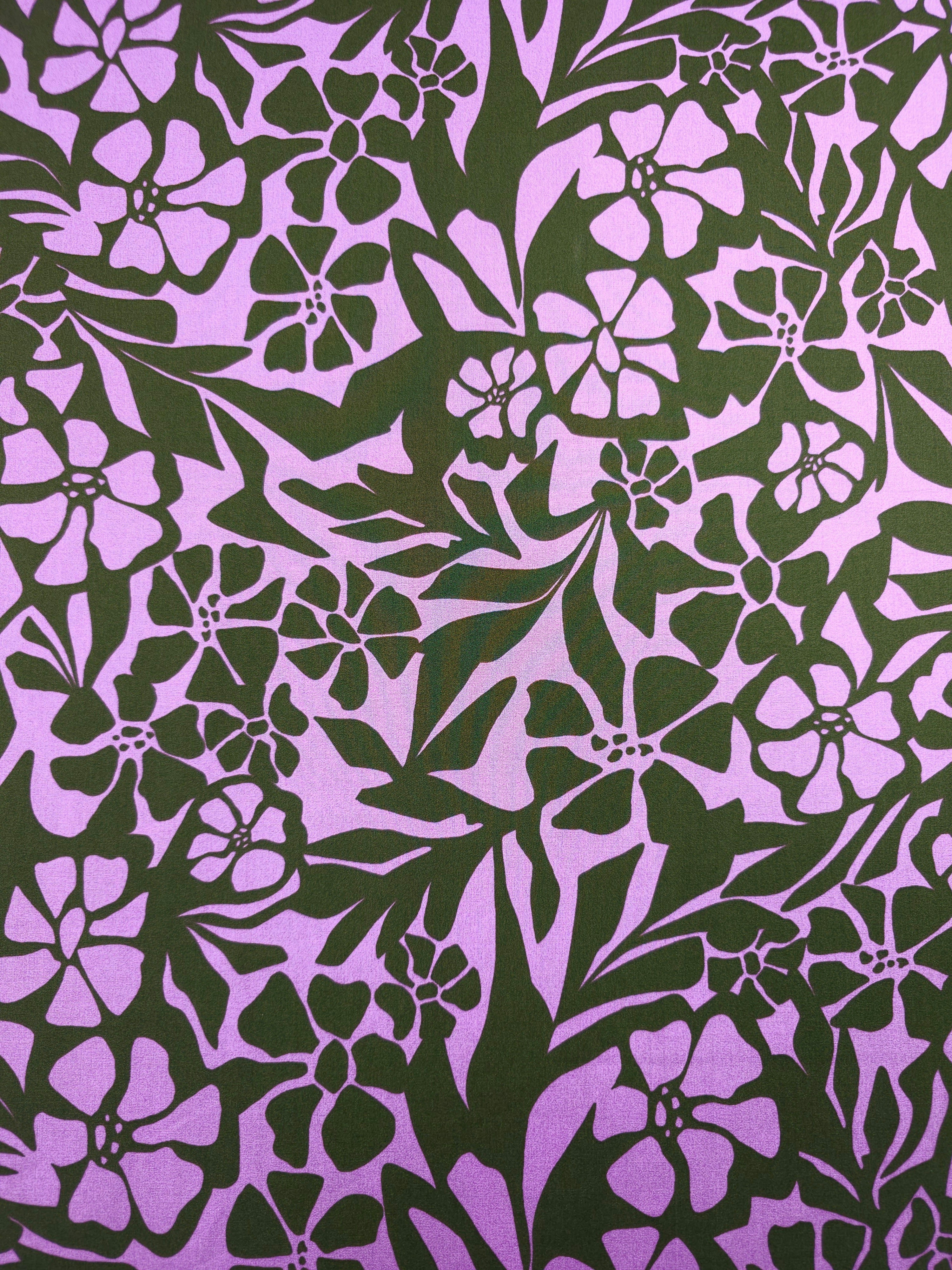 Purple/Forest Green Floral Groove Cotton Viscose