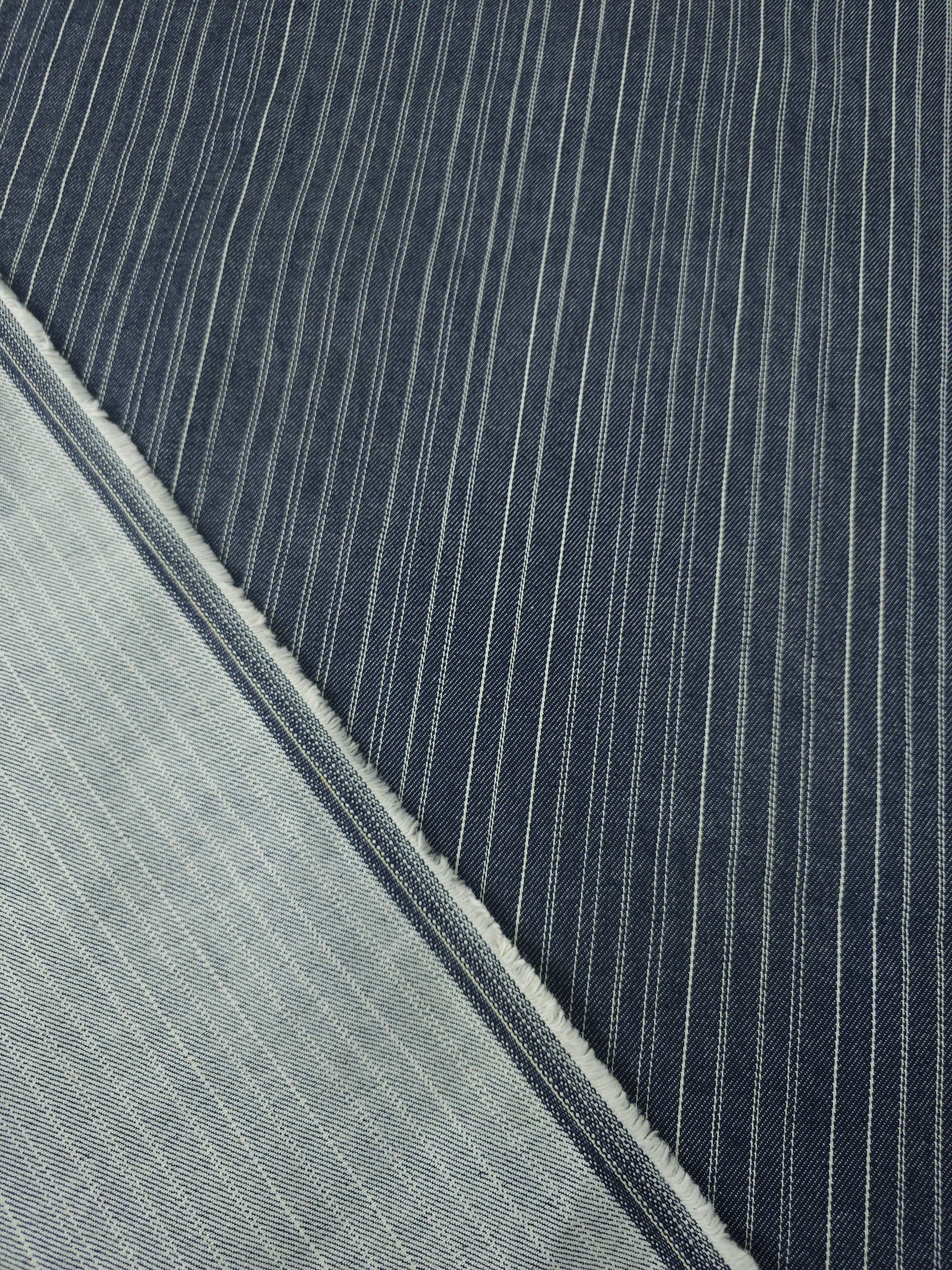 Washed Navy Busy Pinstripe Denim