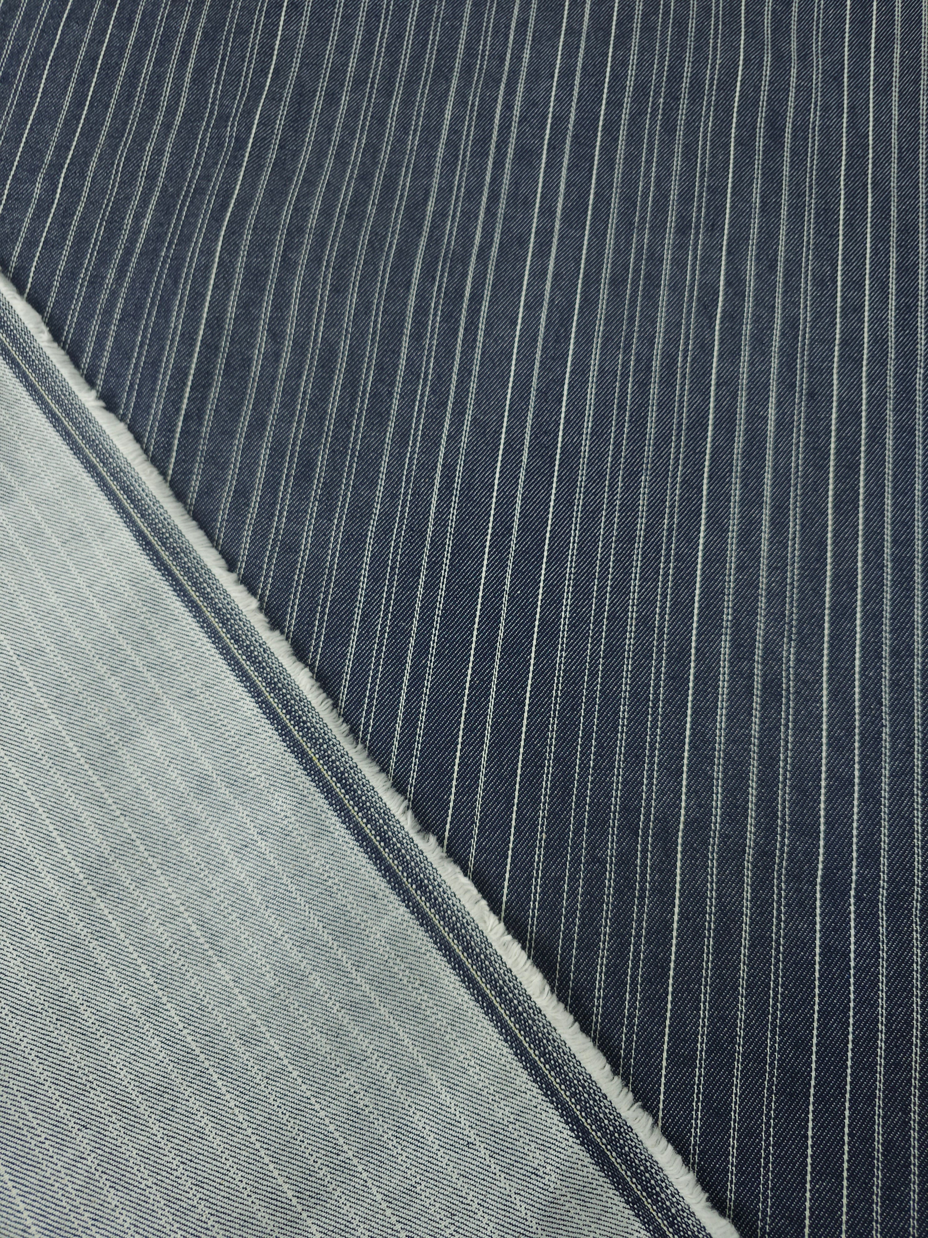 Washed Navy Busy Pinstripe Denim