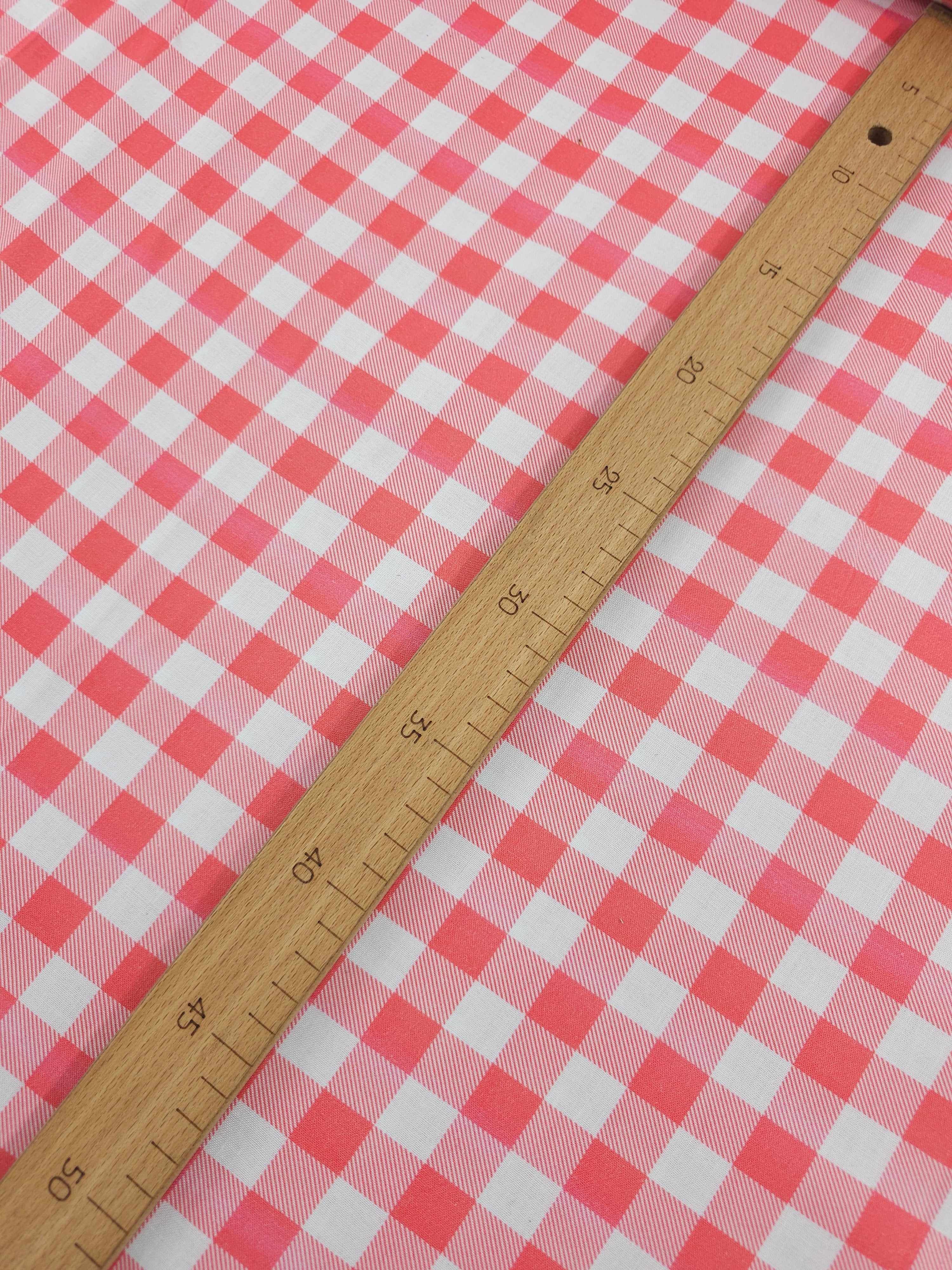 Pinky Coral Gingham 100% Cotton