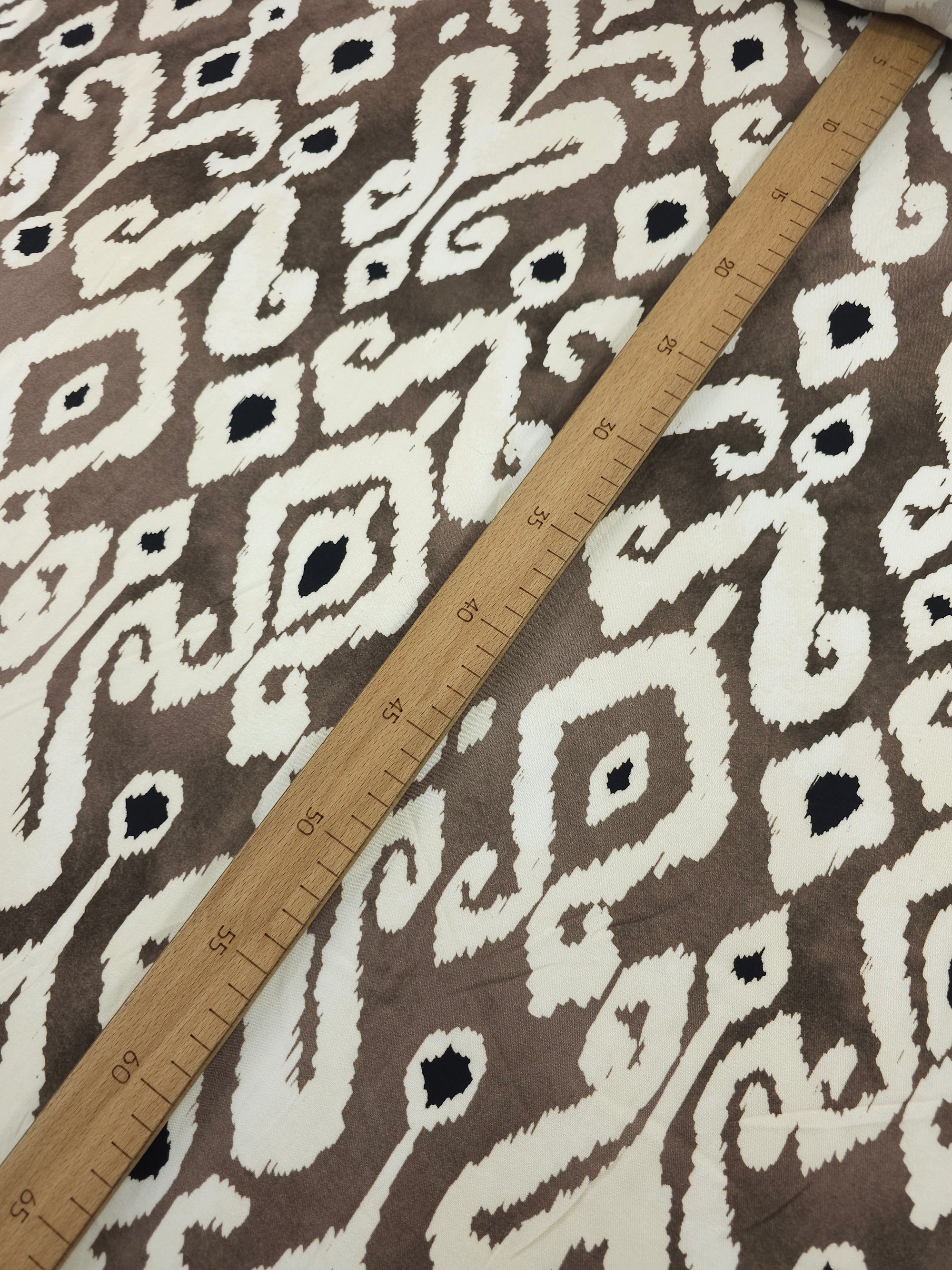 Mocha/Cream Ikat Viscose Challis