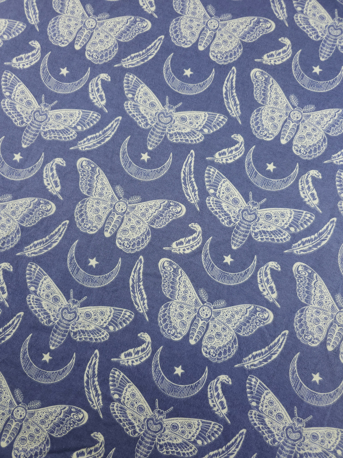 Periwinkle Celestial Moth Lightweight Flannel Cotton