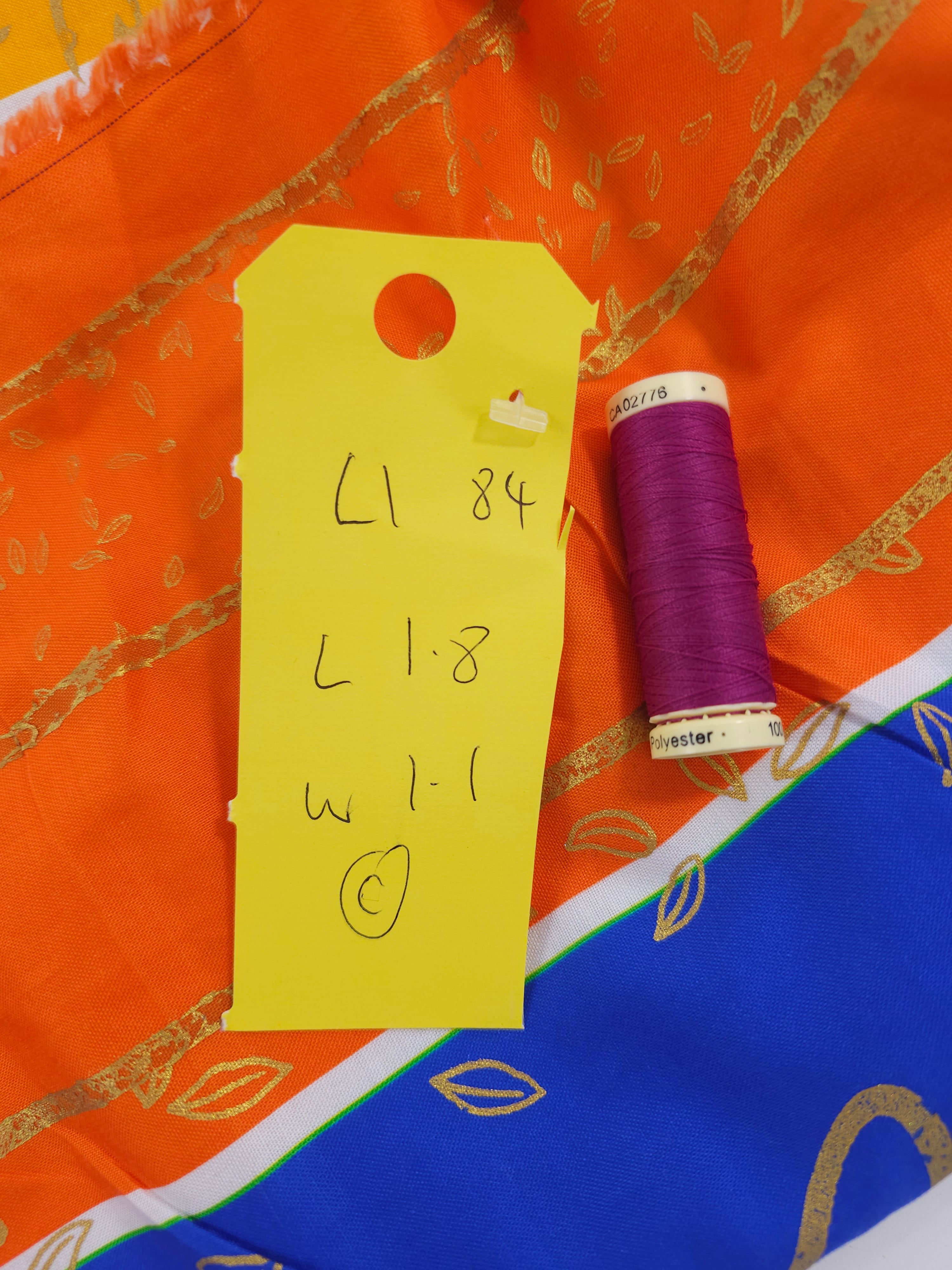 Colourful golden Christmas Cotton- 1.8m piece