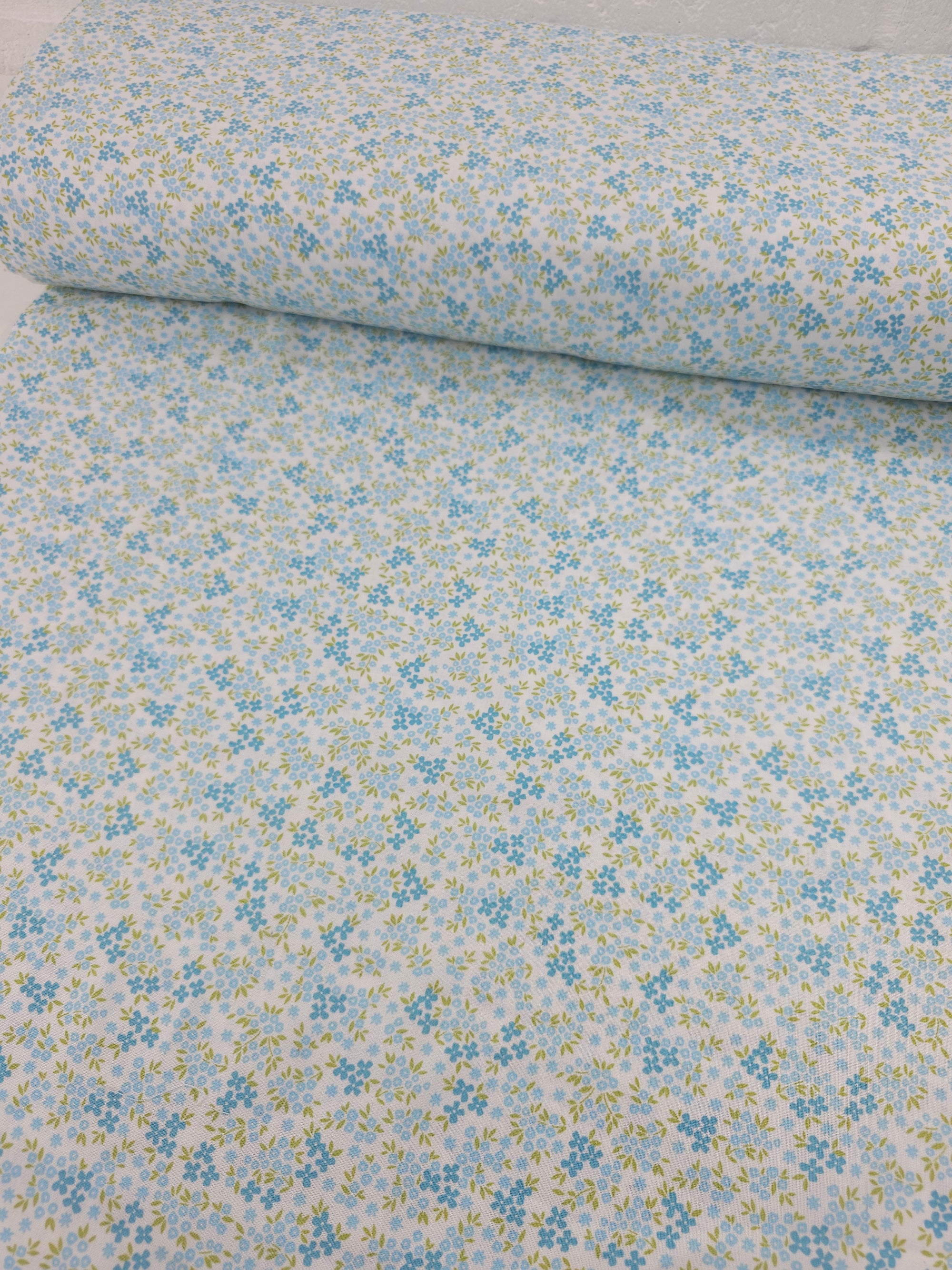 Ditsy Baby Blue Floral Party 100% Cotton