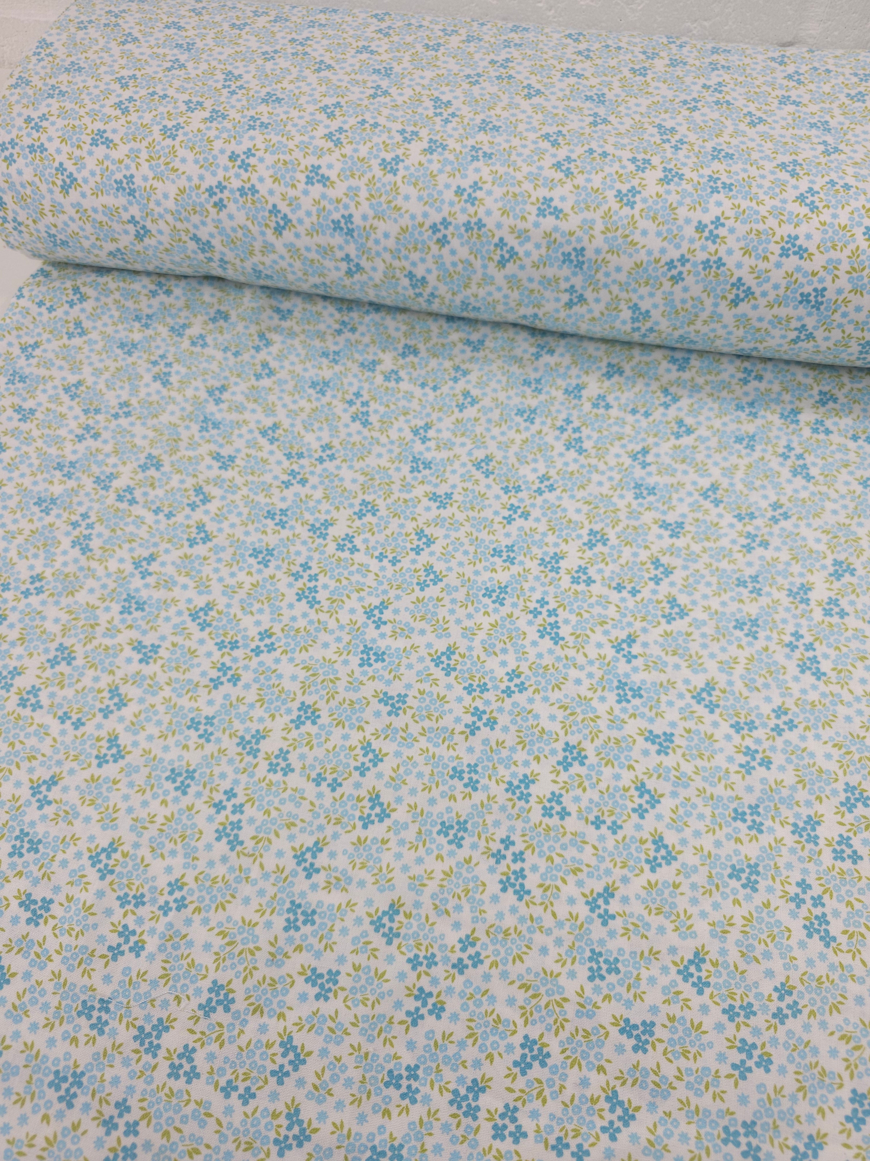 Ditsy Baby Blue Floral Party 100% Cotton