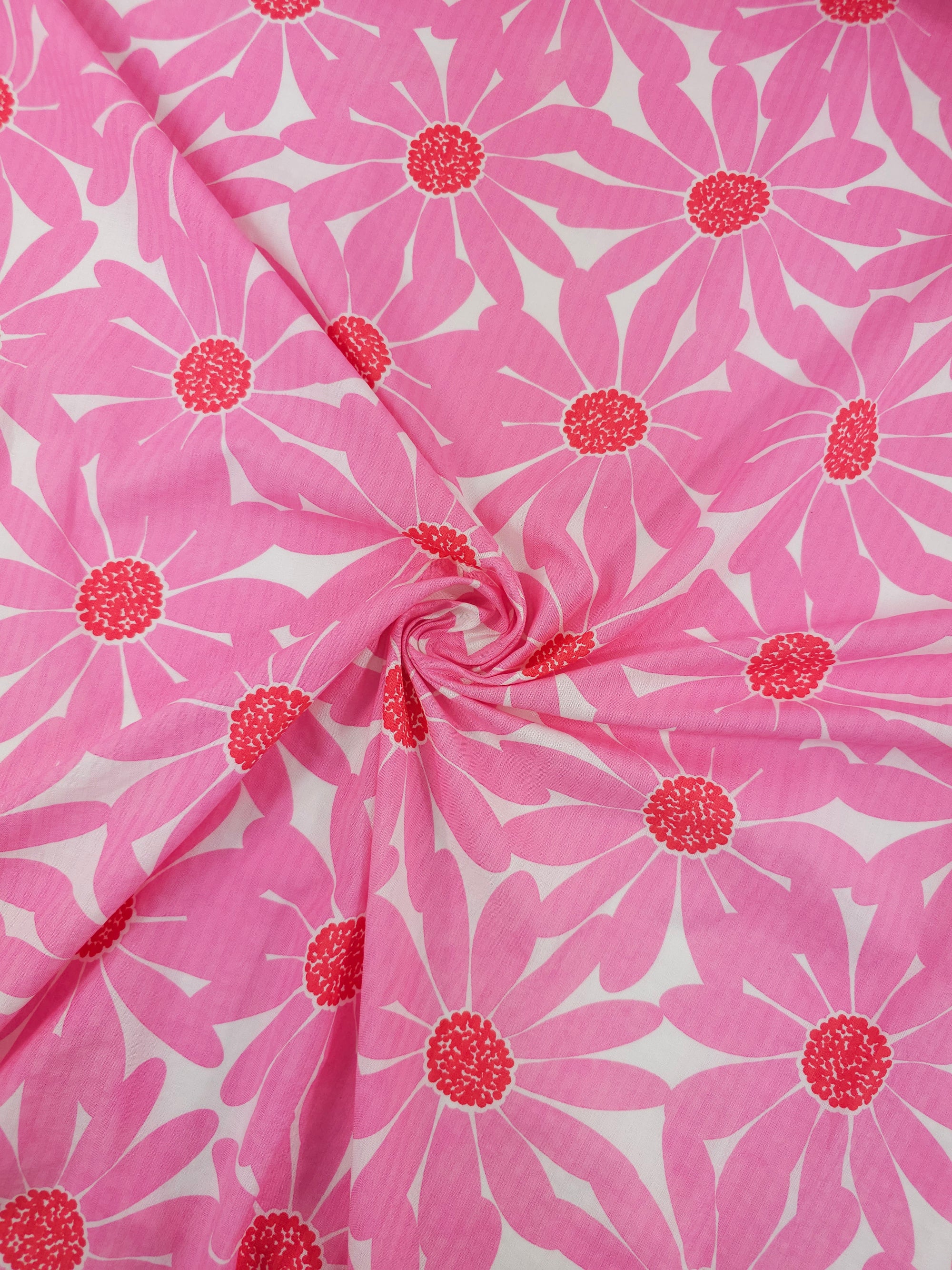 Pink/Red Flower Power Stripe Cotton