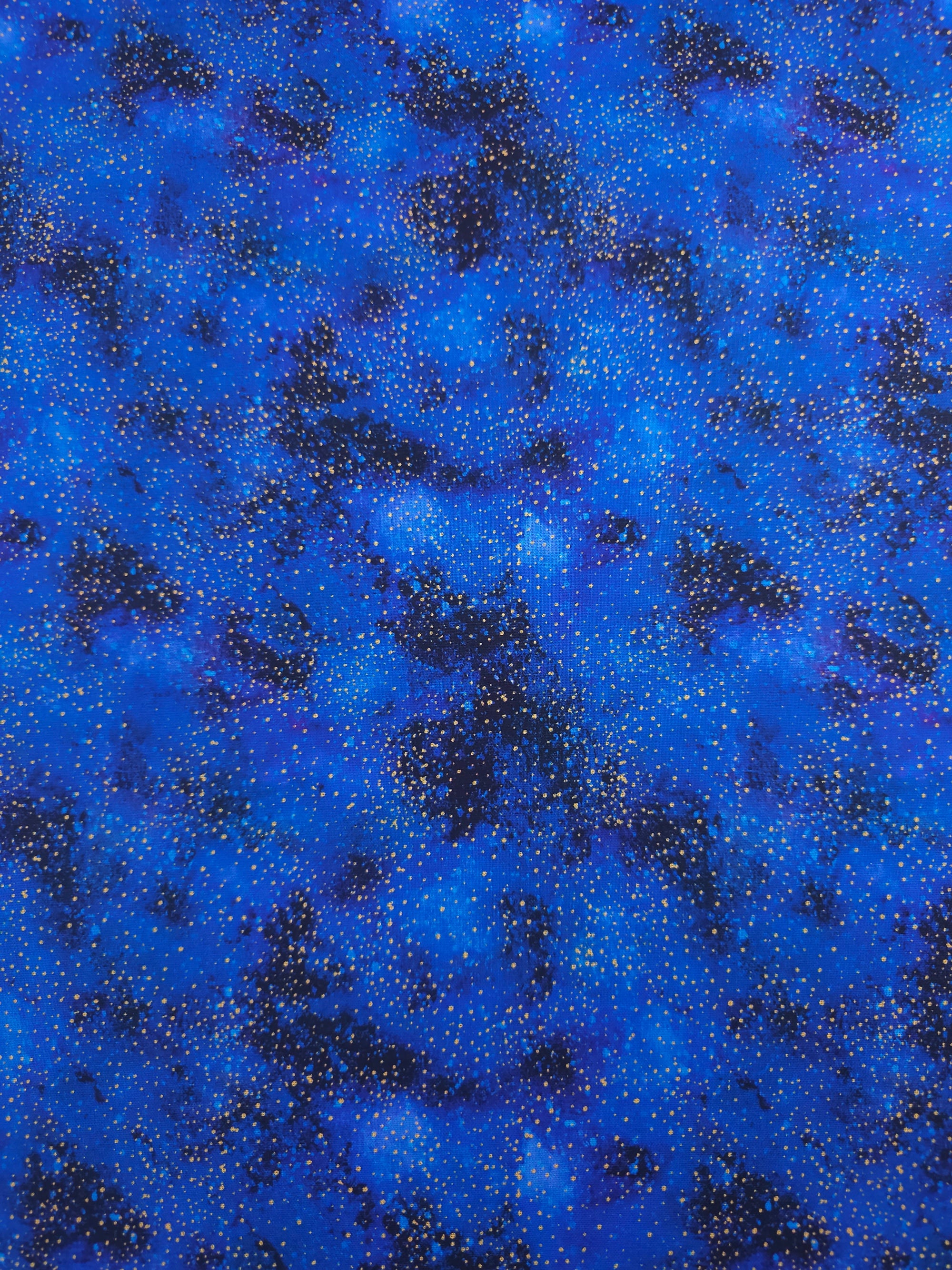 Midnight Blue/Gold Glitter Clouds 100% Cotton