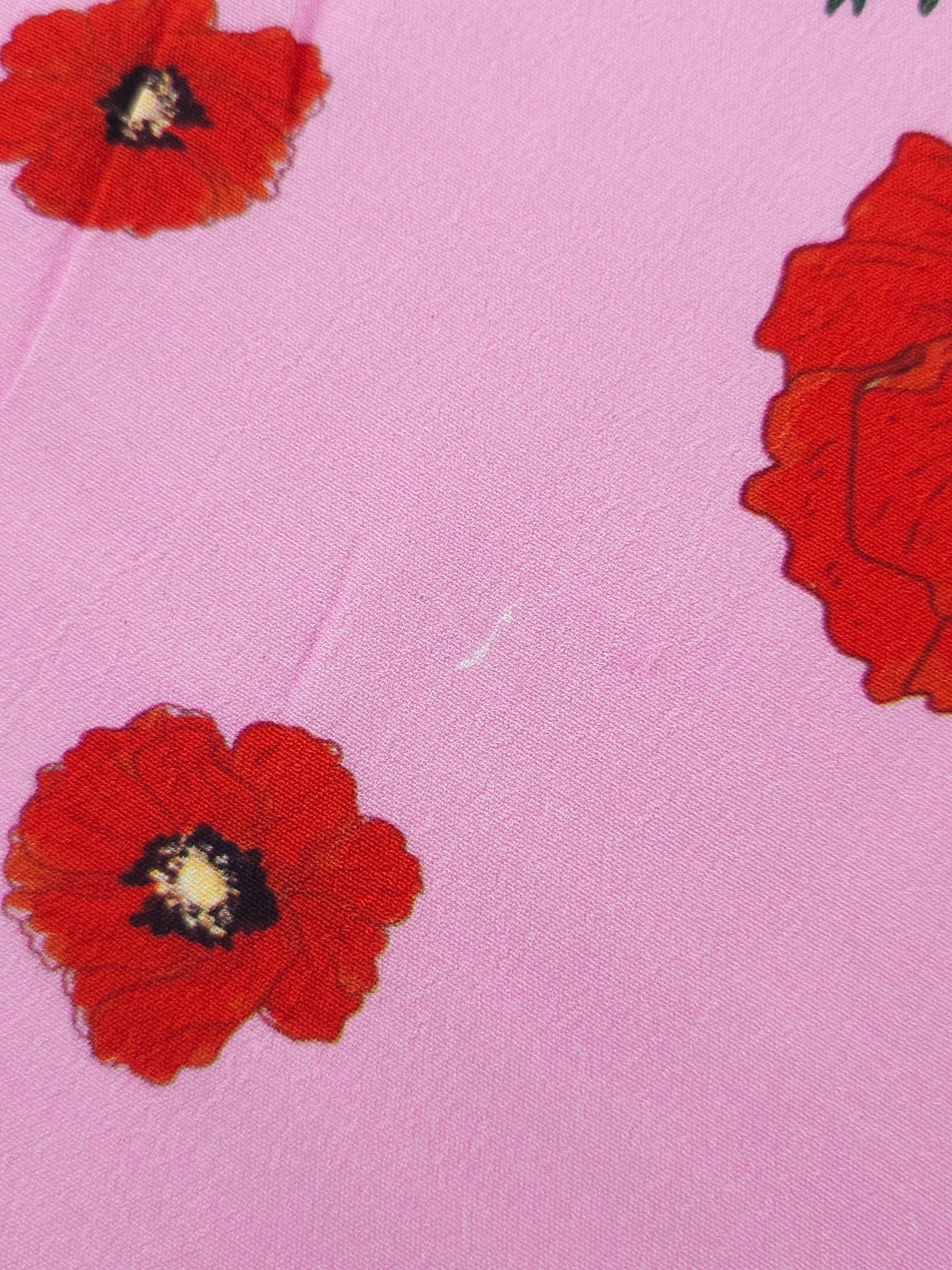 Pink/Red Poppy Floral Viscose Crepe *DEFECT*