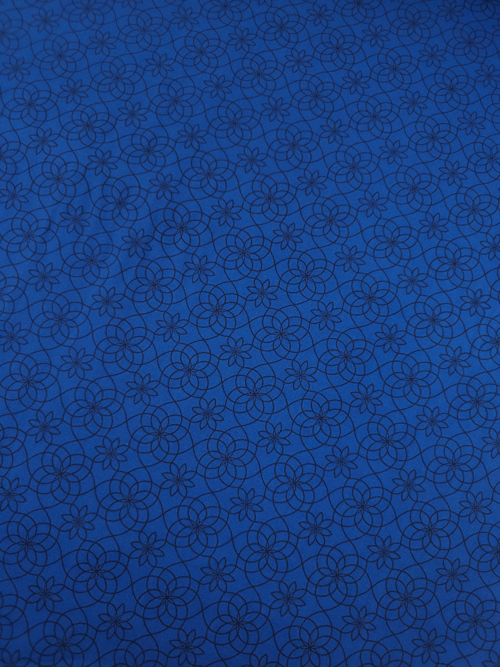 Dark Blue Floral Spiral 100% Cotton - Benartex