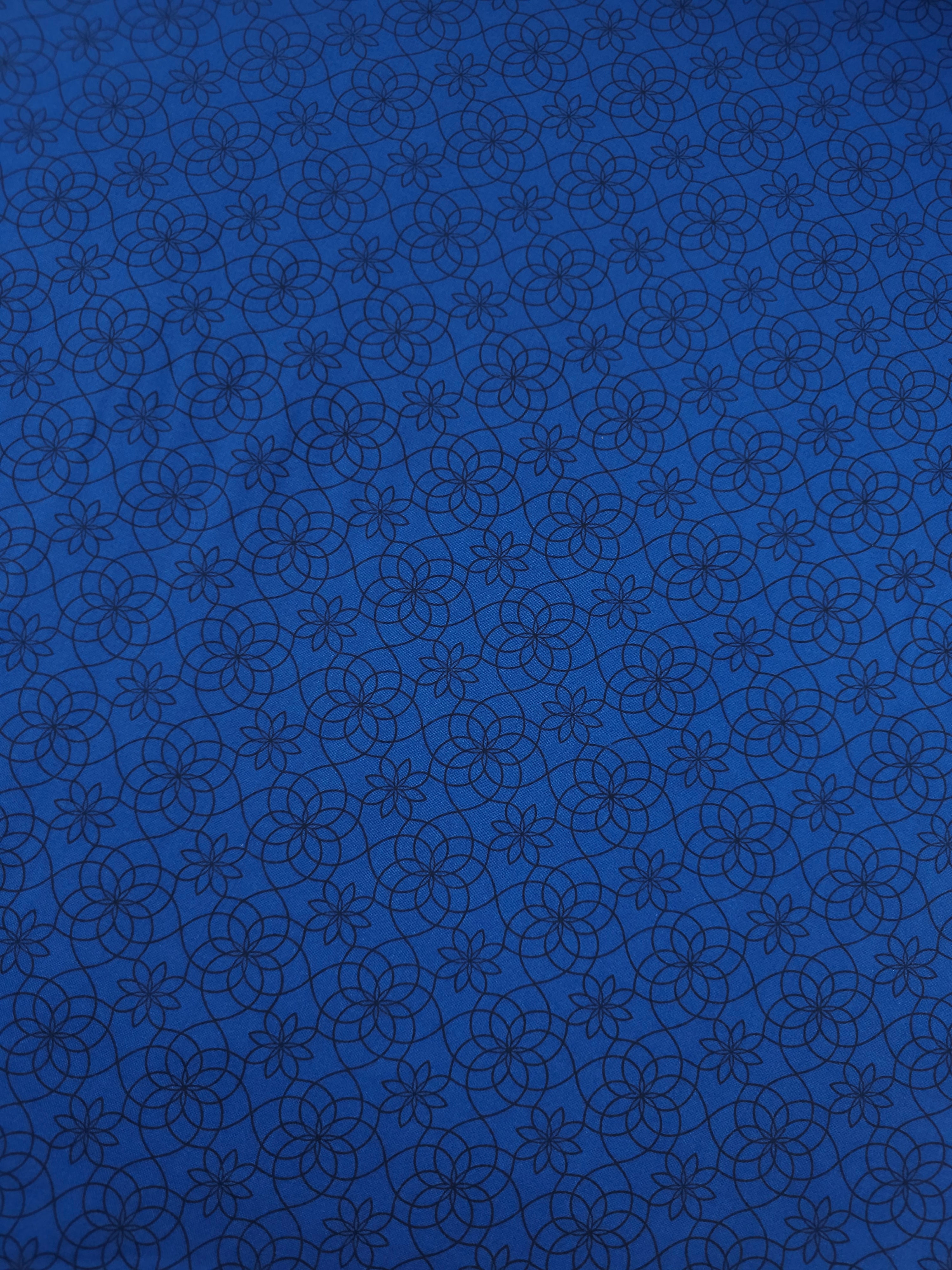 Dark Blue Floral Spiral 100% Cotton - Benartex