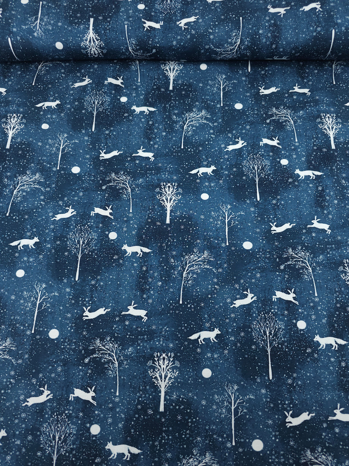 Navy Winter Night Snowy Fable 100% Cotton - Robert Kaufman