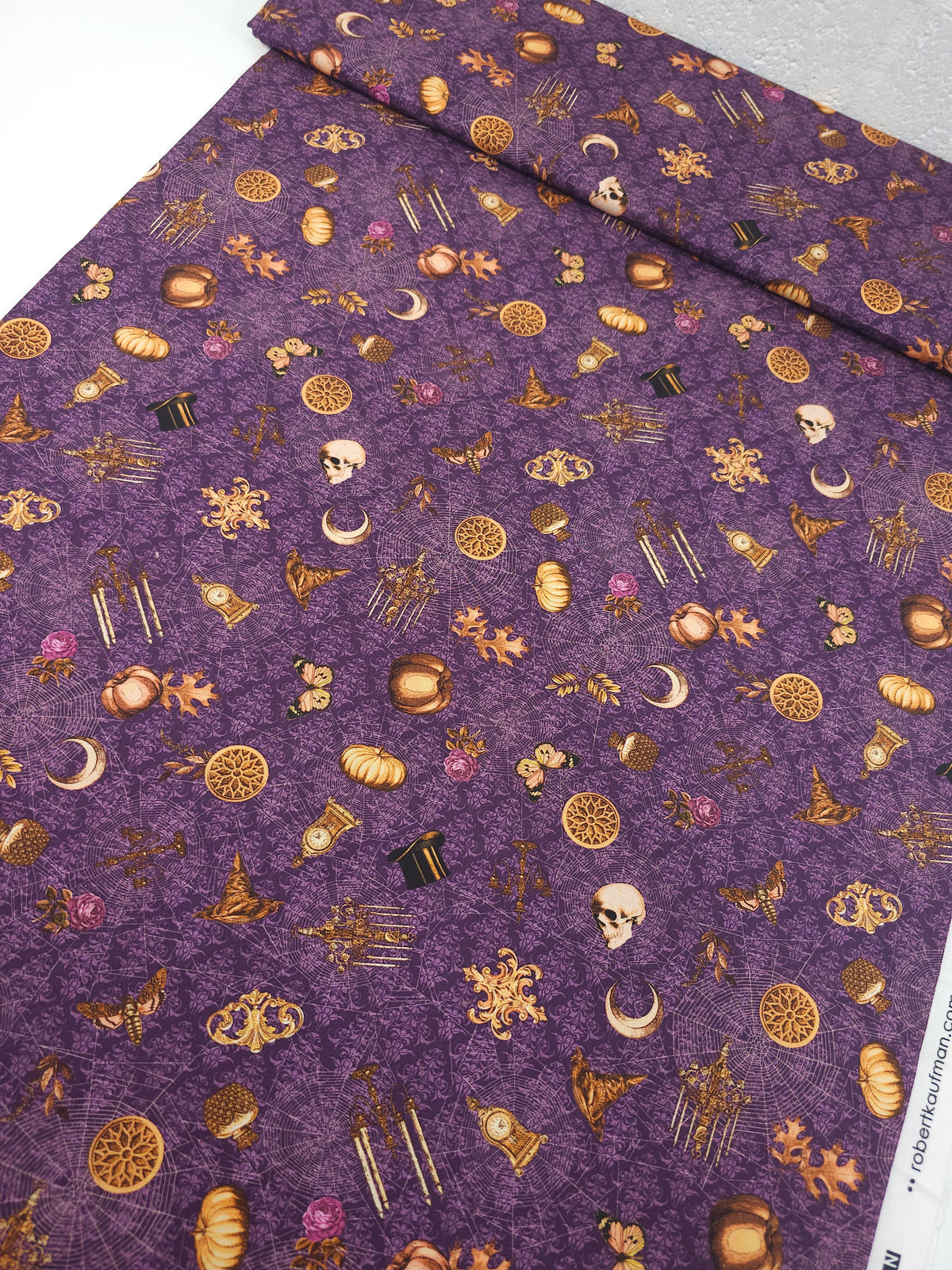 Purple Vintage Halloween Trinkets 100% Cotton - Robert Kaufman