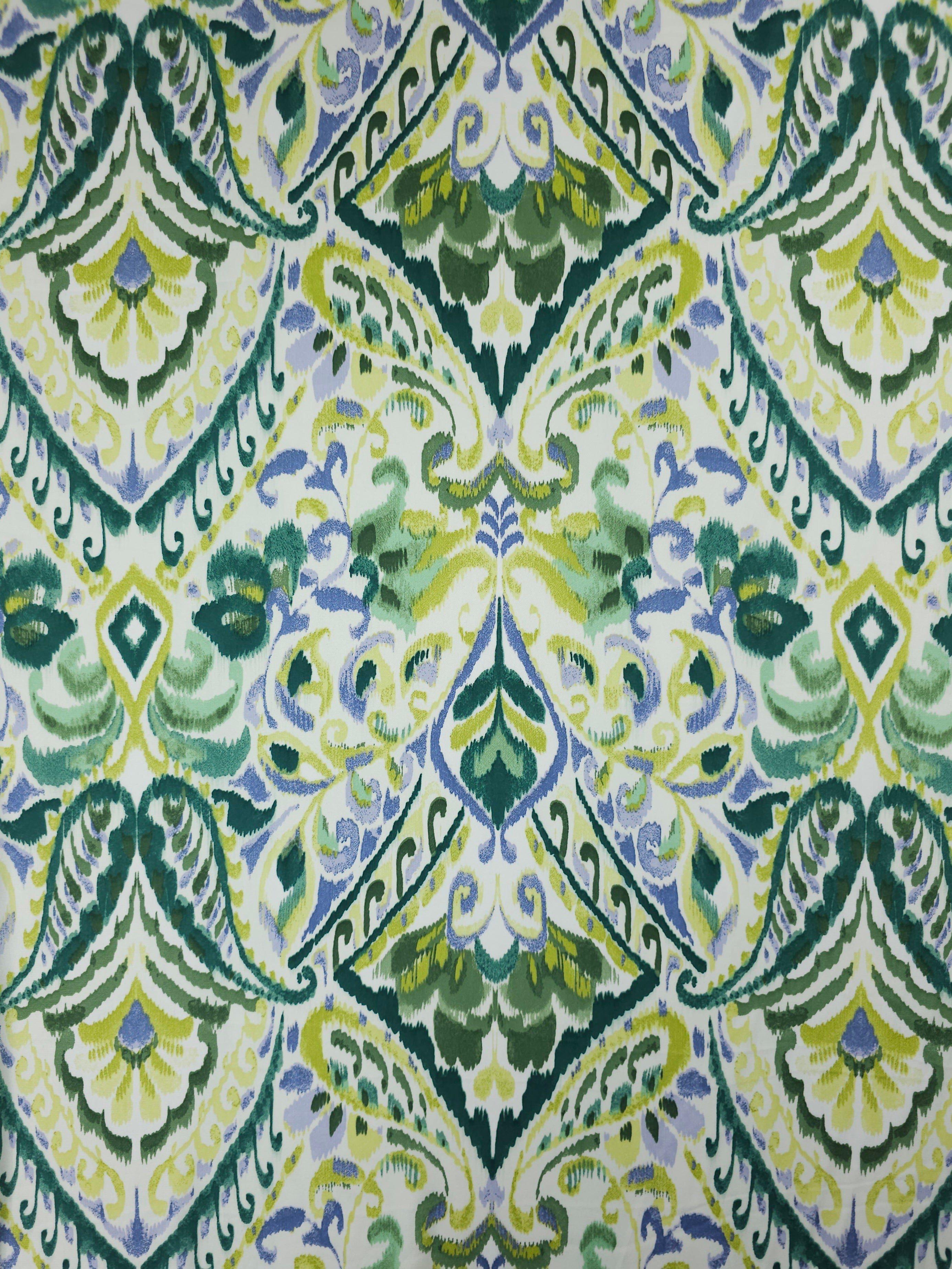 Lime/Periwinkle Damask Satin