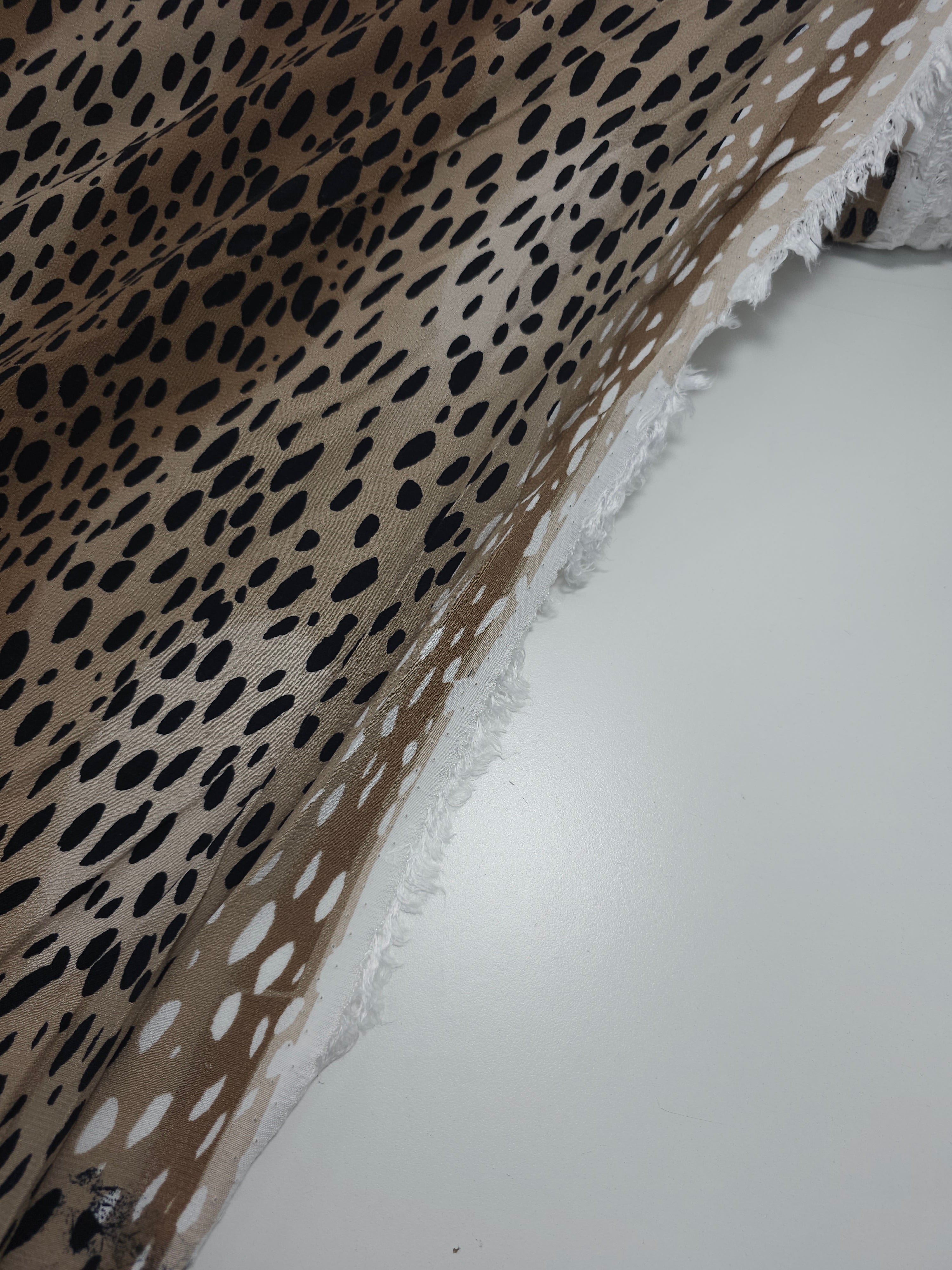 Brown/Beige Irregular Leopard Viscose Crepe