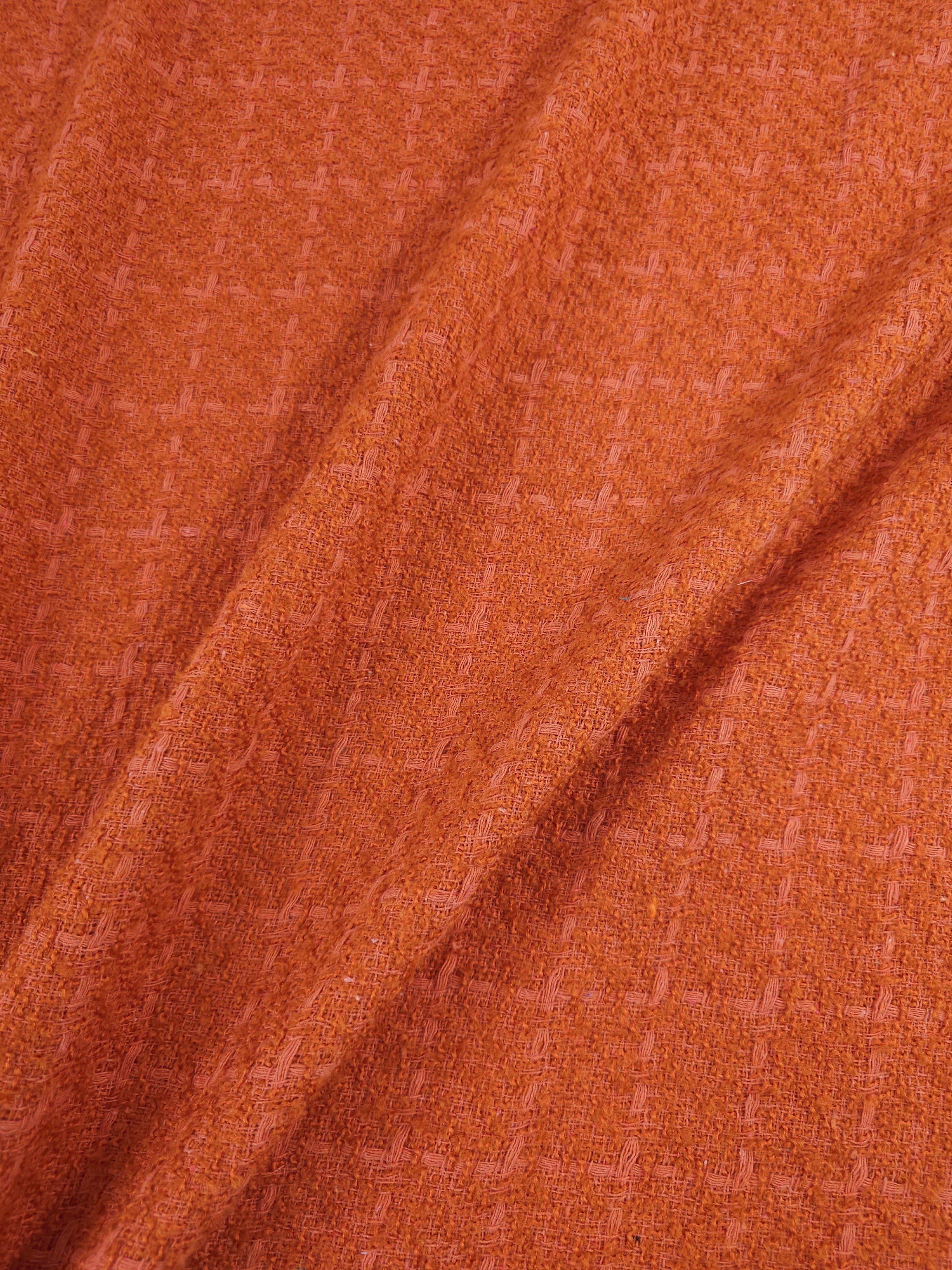 Orange/Coral Square Check Boucle