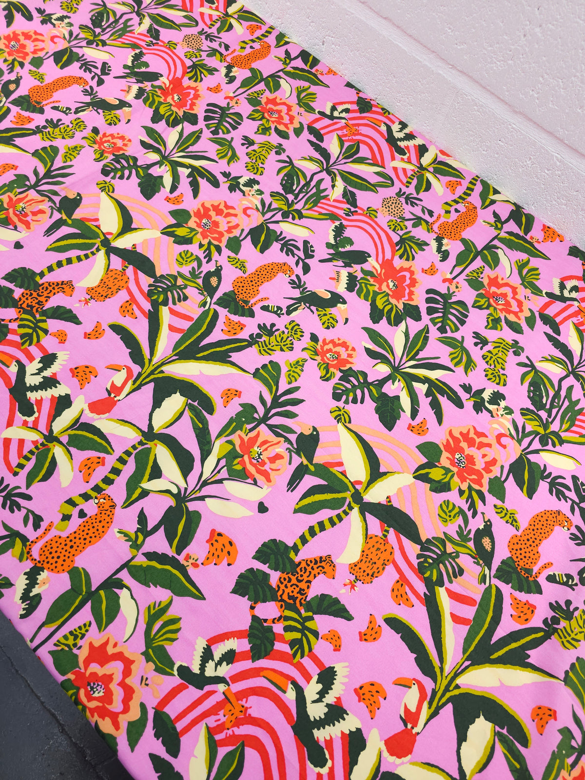 Fuchsia Jungle Animal Palm Cotton Poplin - Farm Rio