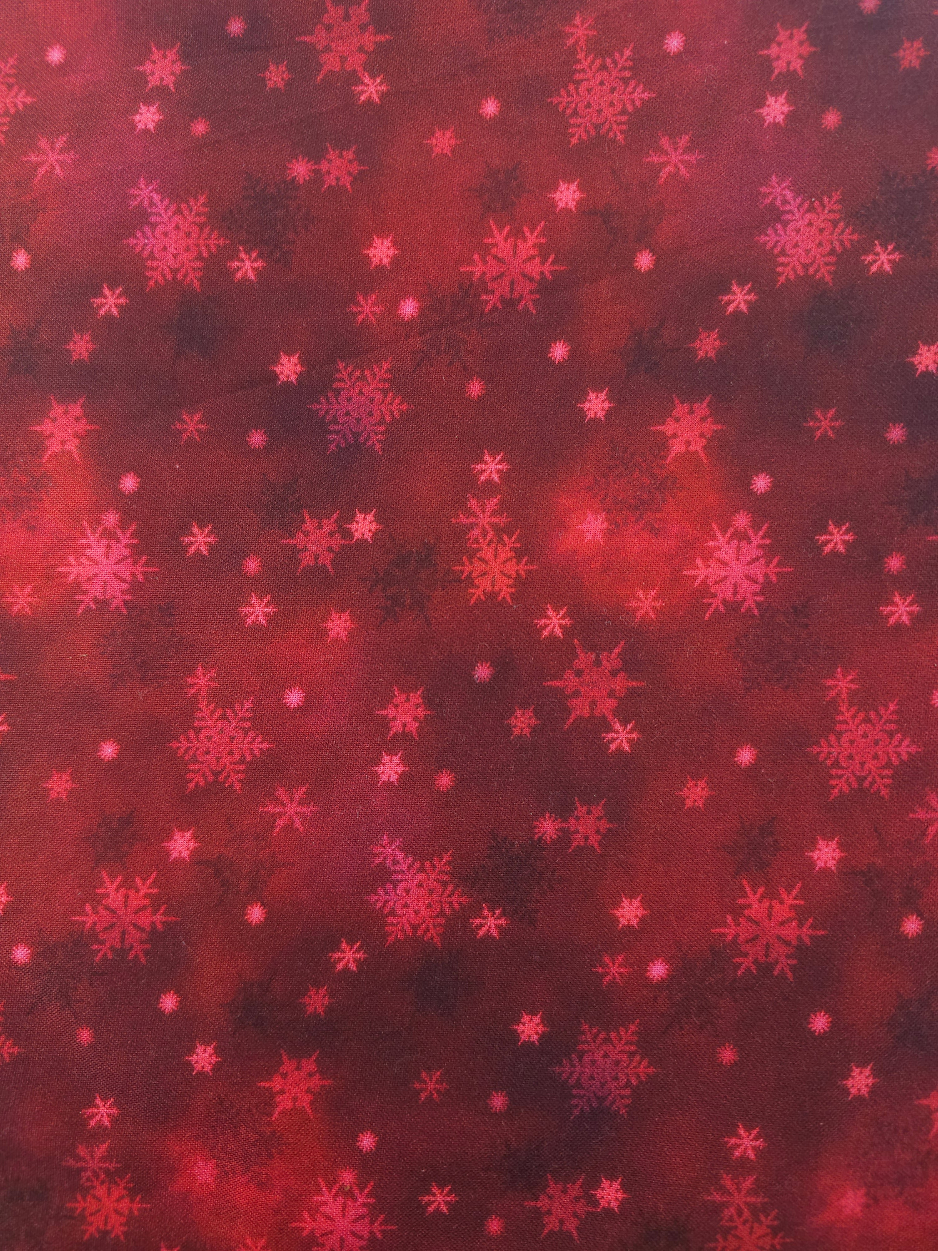 Red snowflake Cotton- 1m piece