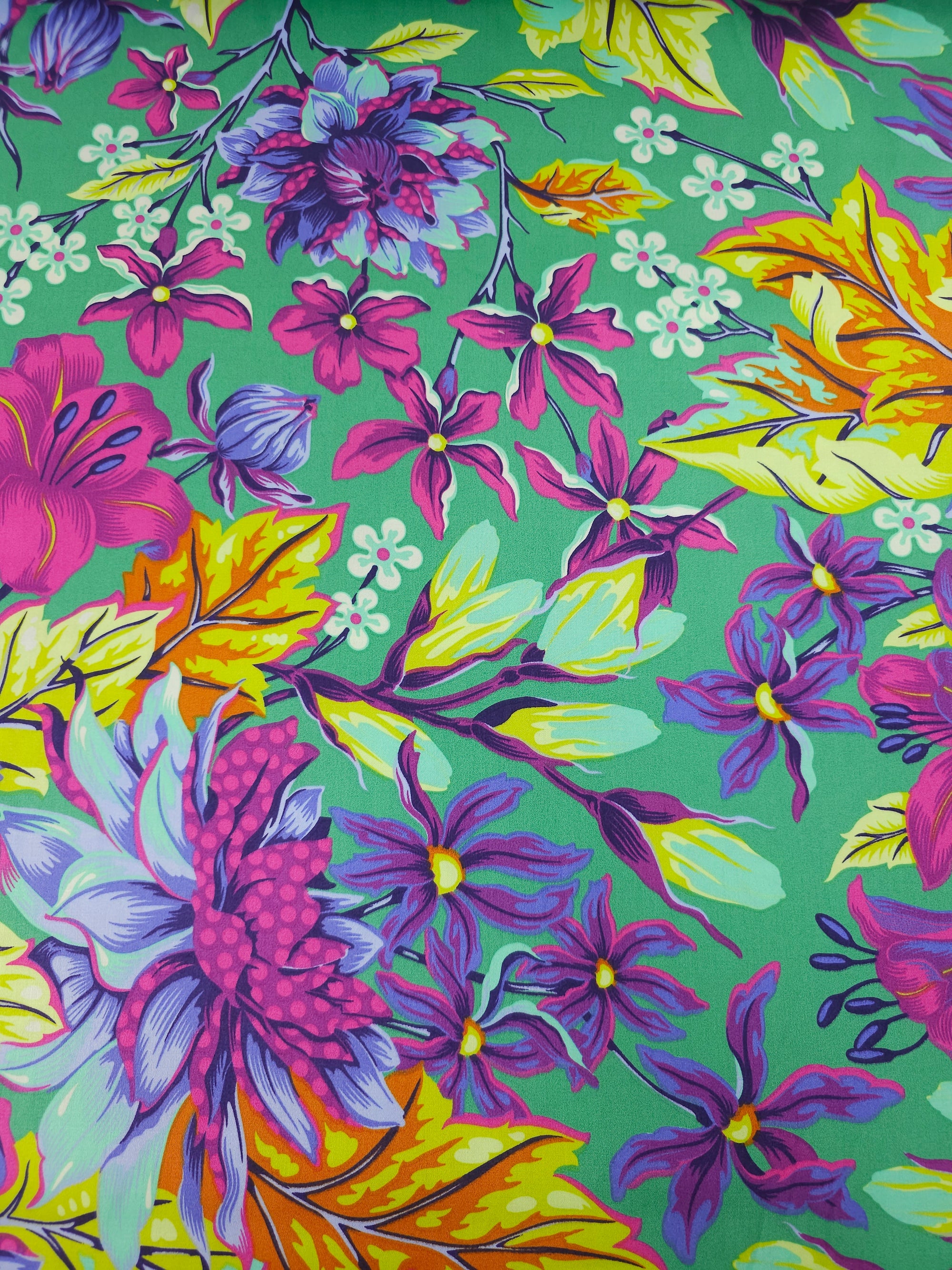 Teal Untamed Hello Dahlia Cotton Sateen 108" - Tula Pink *EXTRA WIDE*
