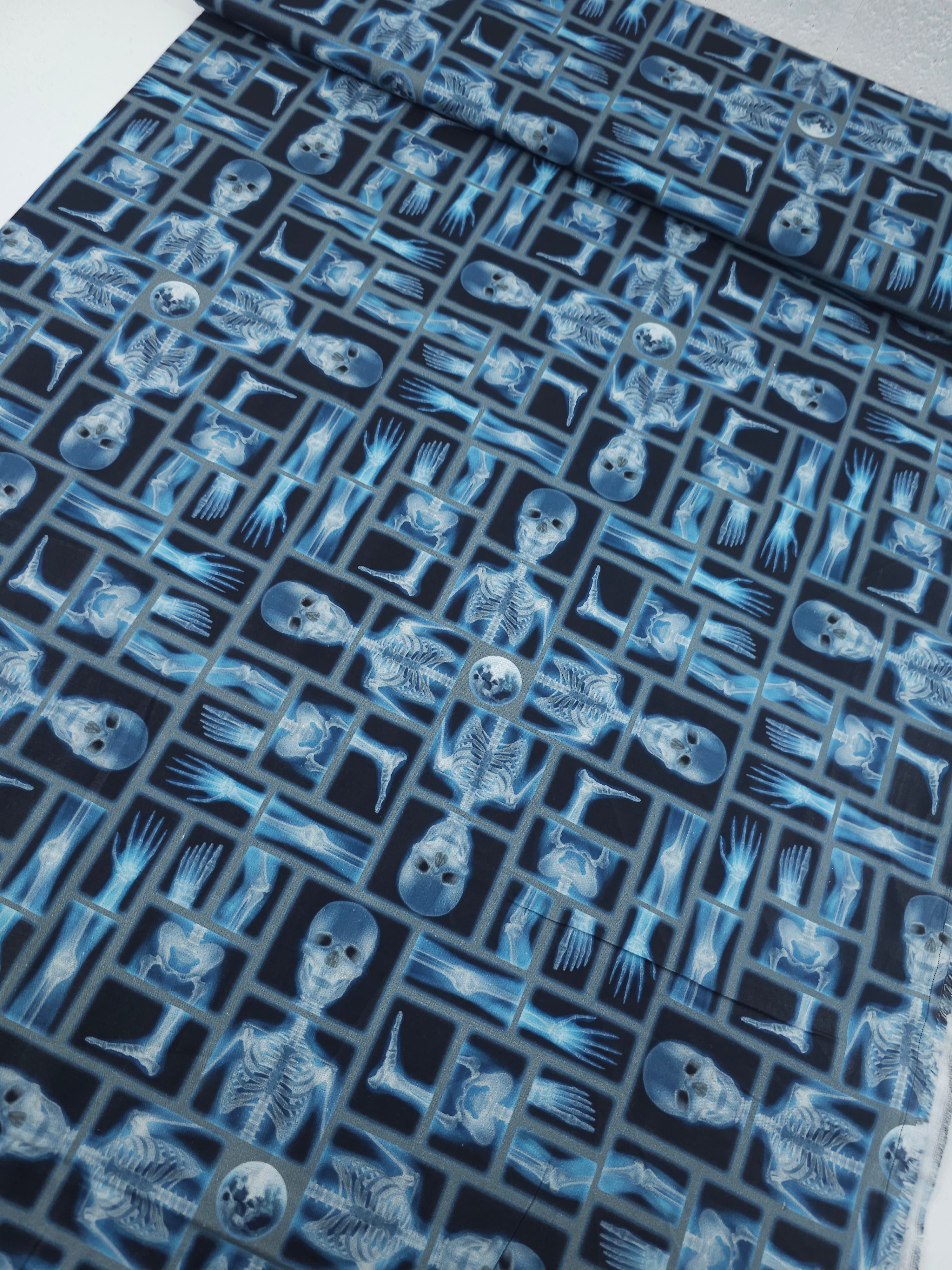 Blue/Black Skeleton Anatomy 100% Cotton