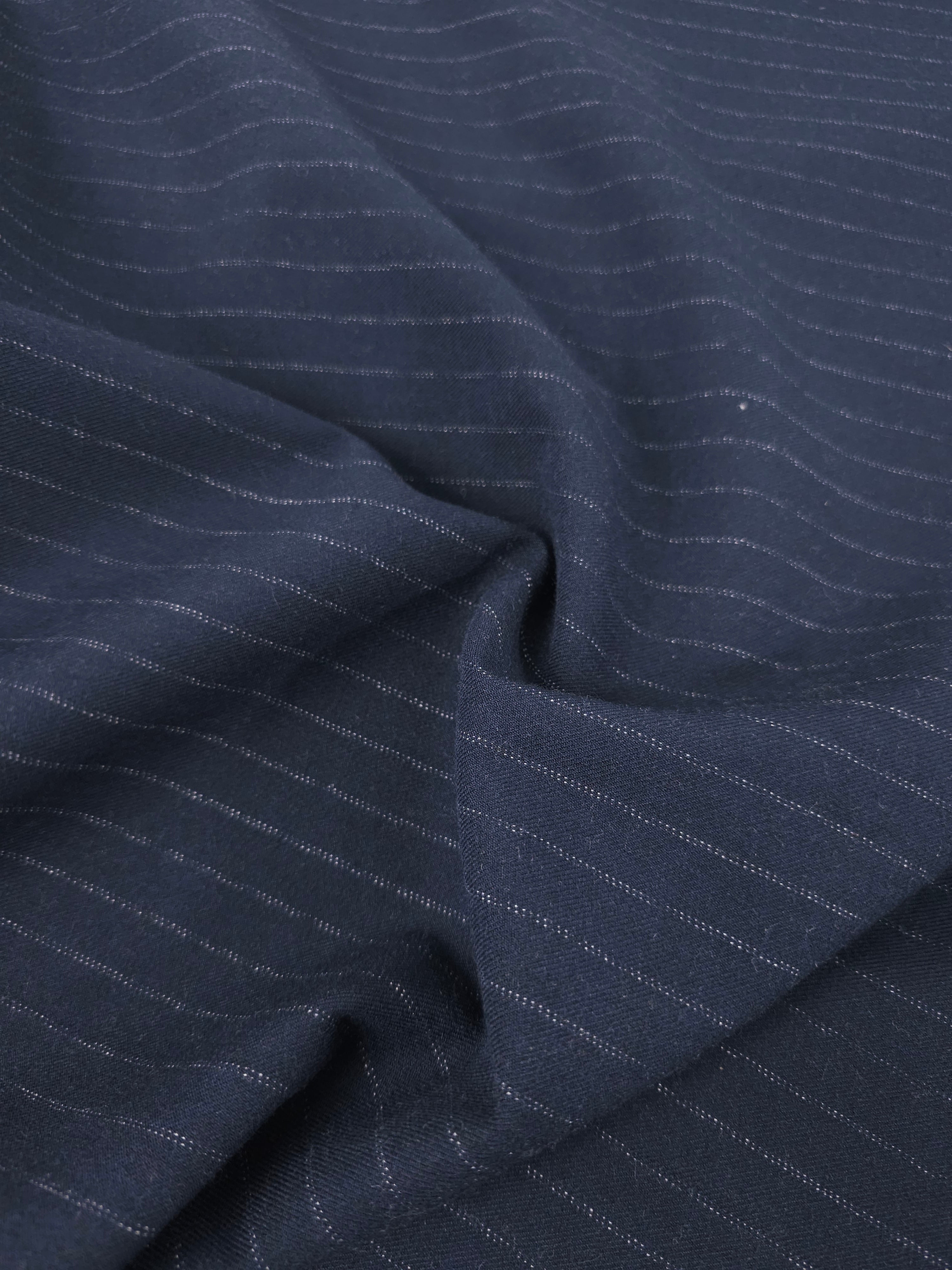 Dark Navy Stripe Viscose Suiting