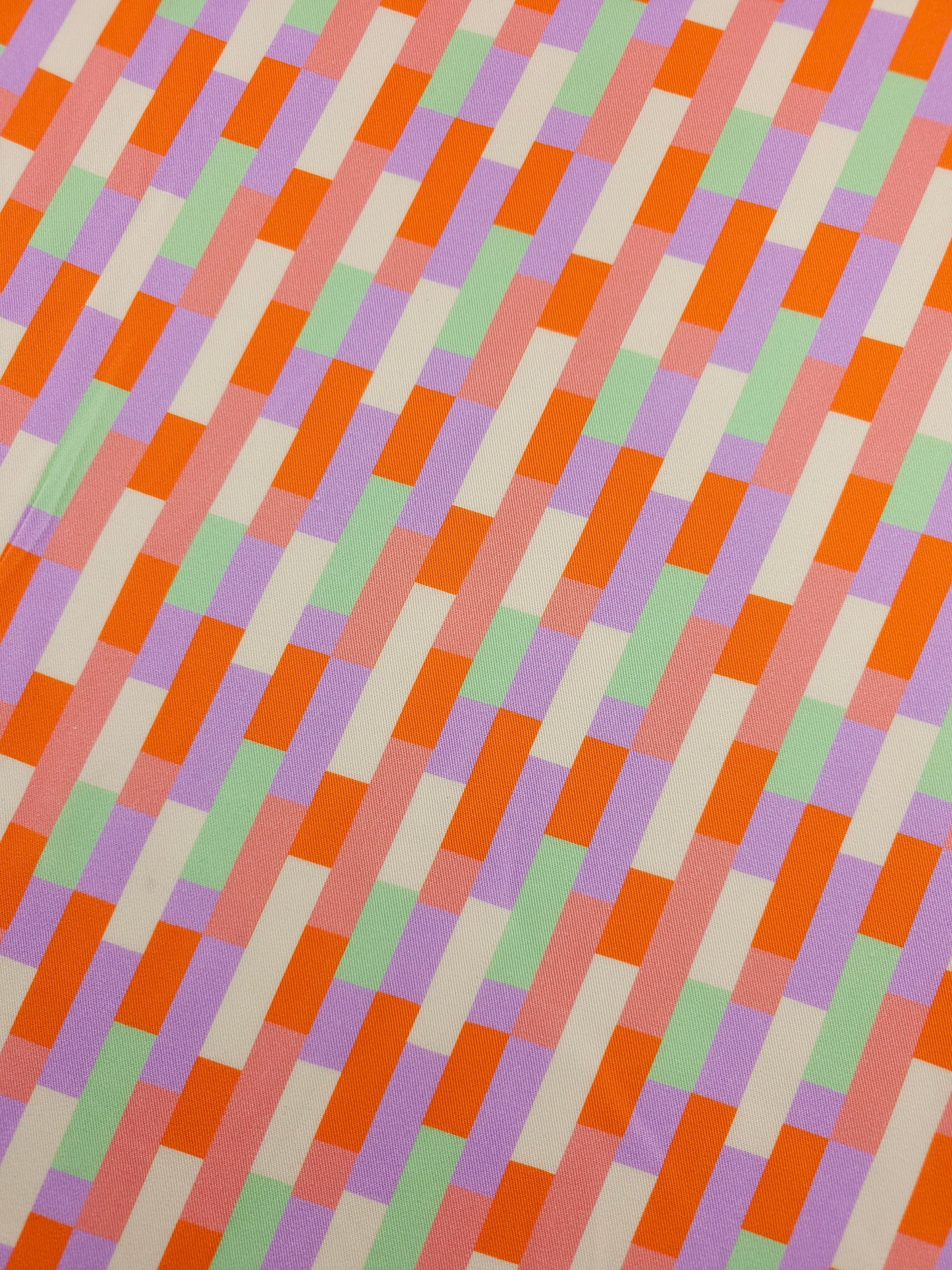 Pastel Geometric Step Viscose Challis