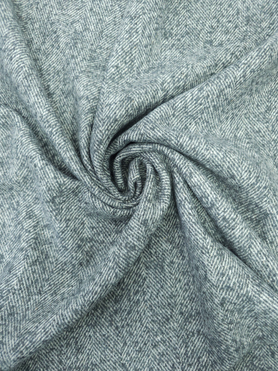 Grey Herringbone Lightweight Wool Mix