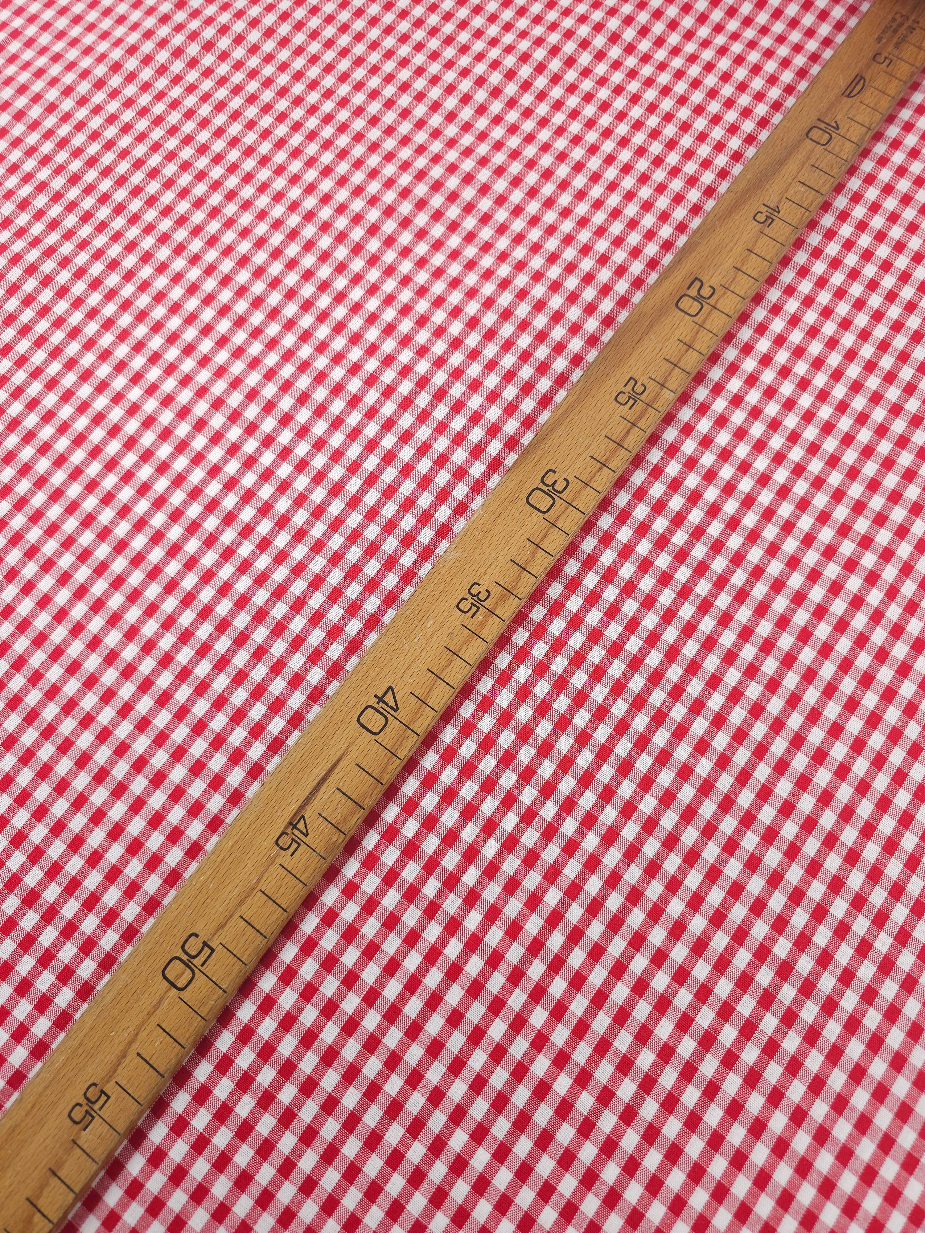 Red Small Gingham 100% Cotton 55"