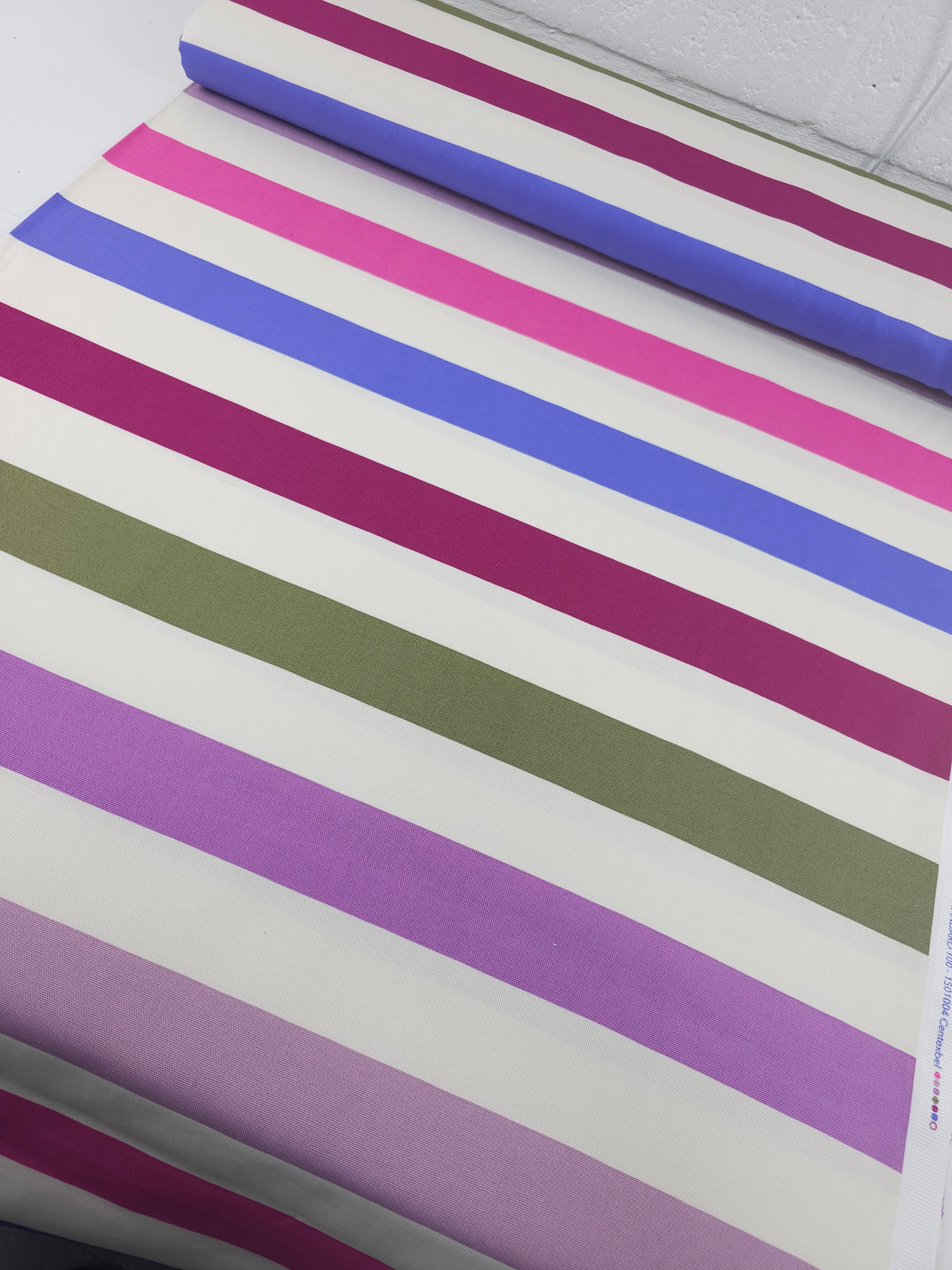 Berry Fusion Block Stripe Lightweight Canvas Cotton