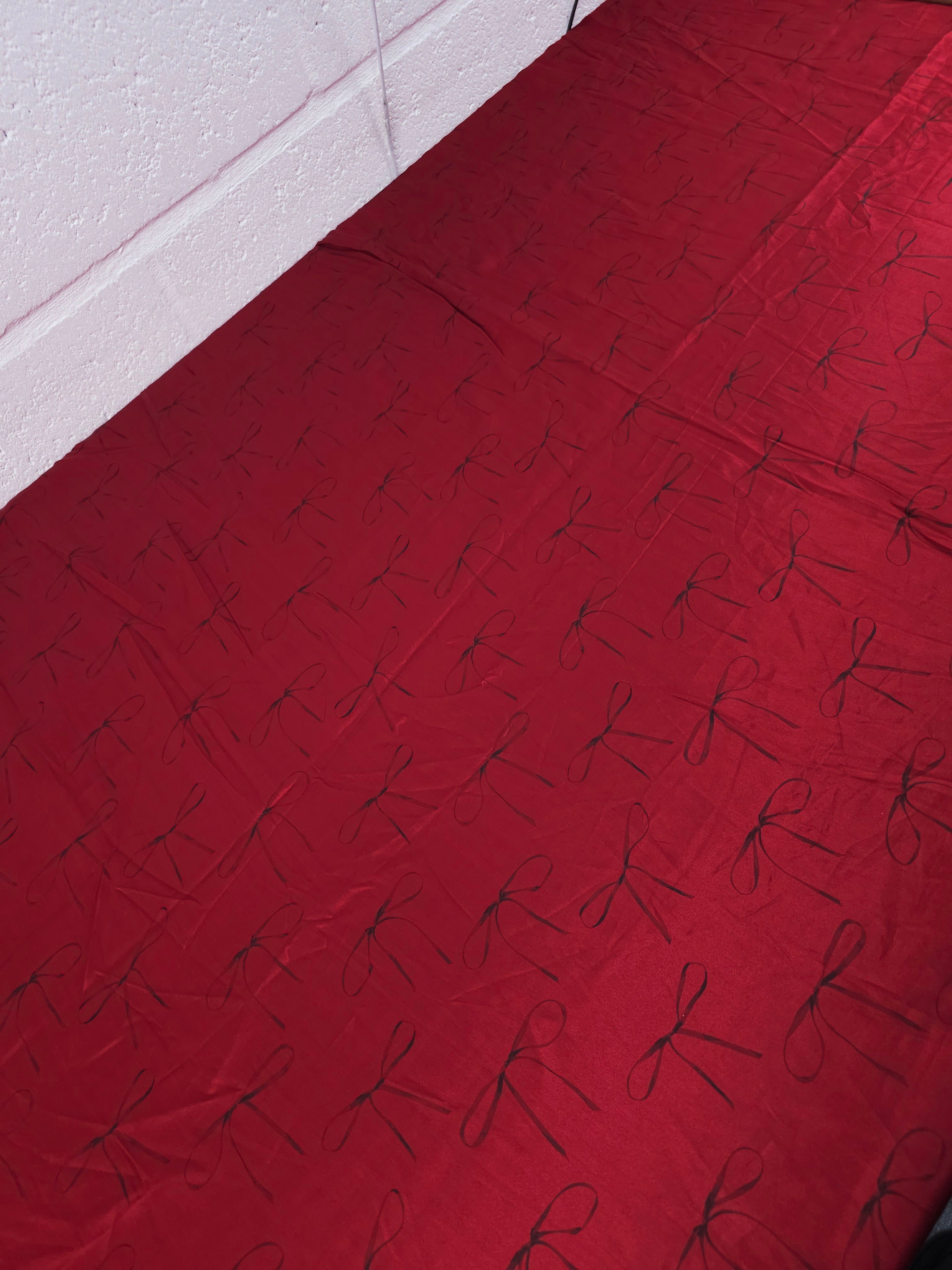 Deep Red Bow Flutter Viscose Satin