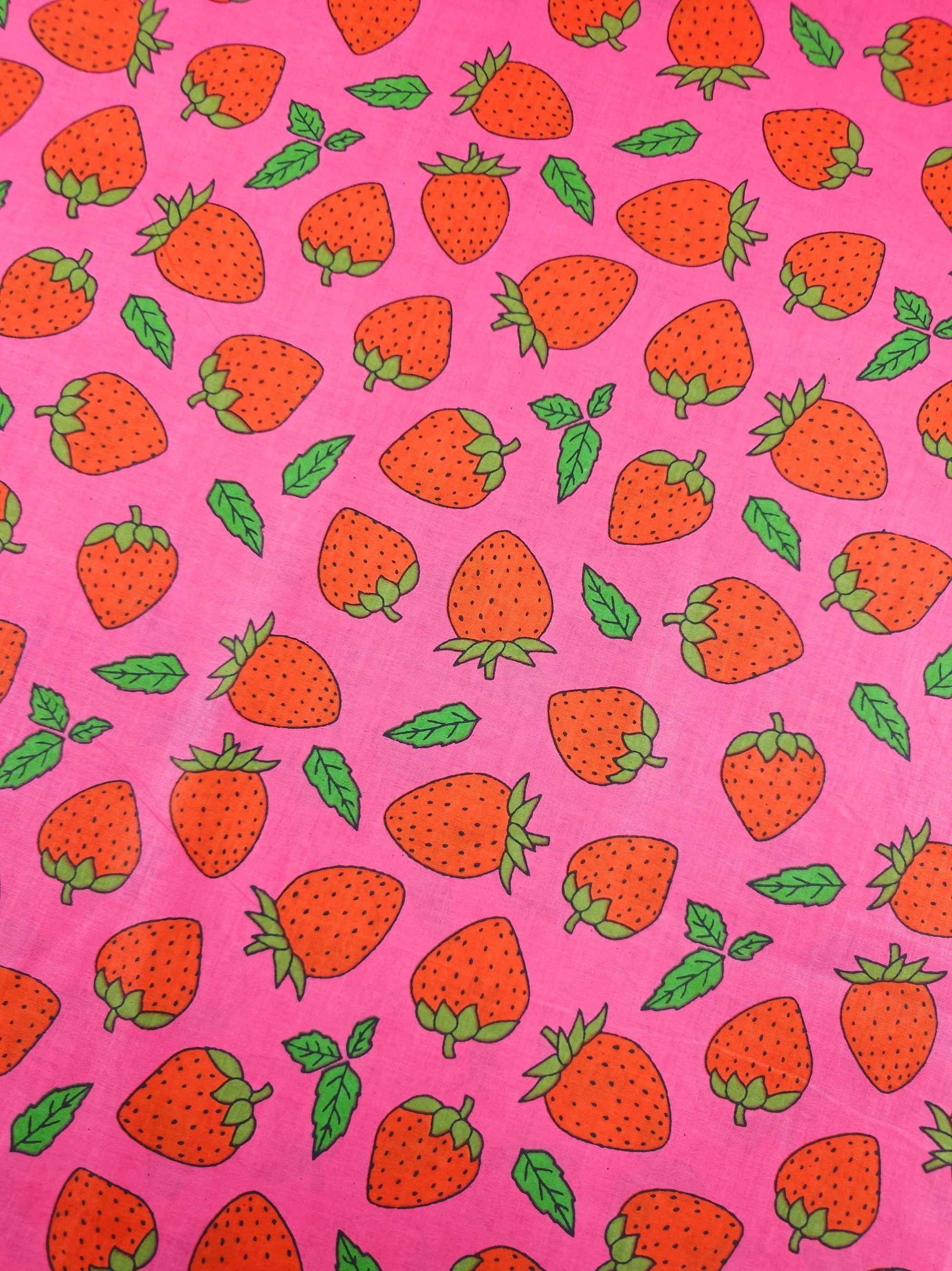 Pink/Red Doodle Strawberry Cambric Cotton