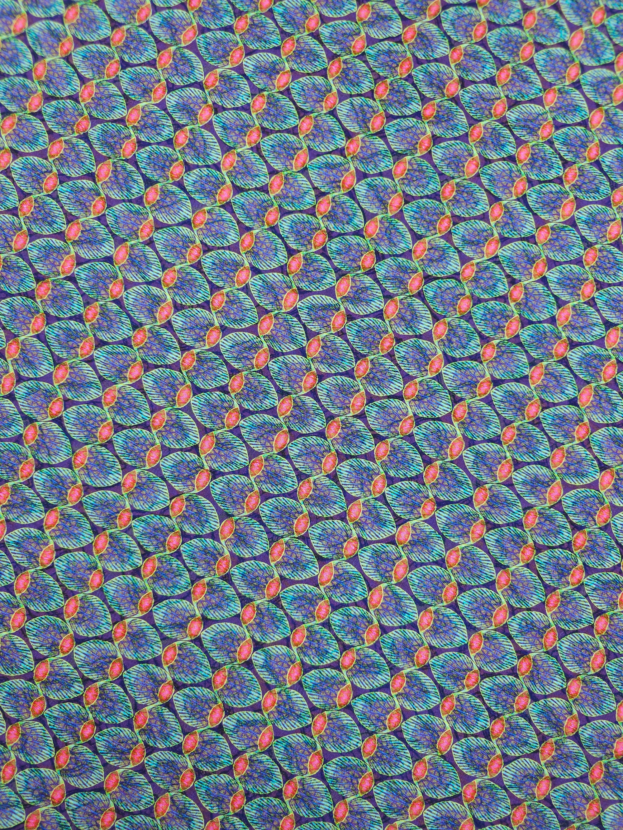 Purple/Teal Abstract Oval Crinkle Jacquard