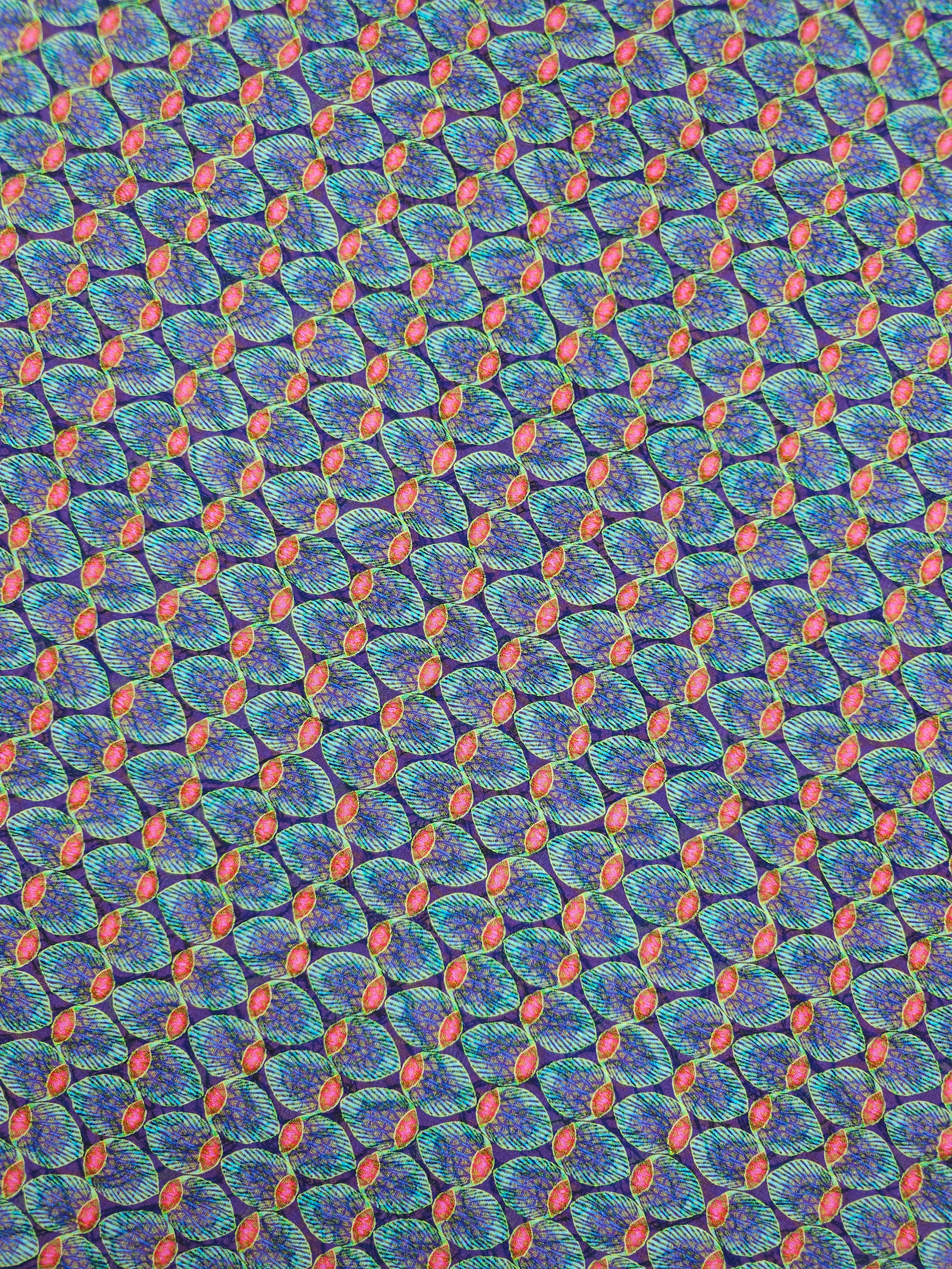 Purple/Teal Abstract Oval Crinkle Jacquard